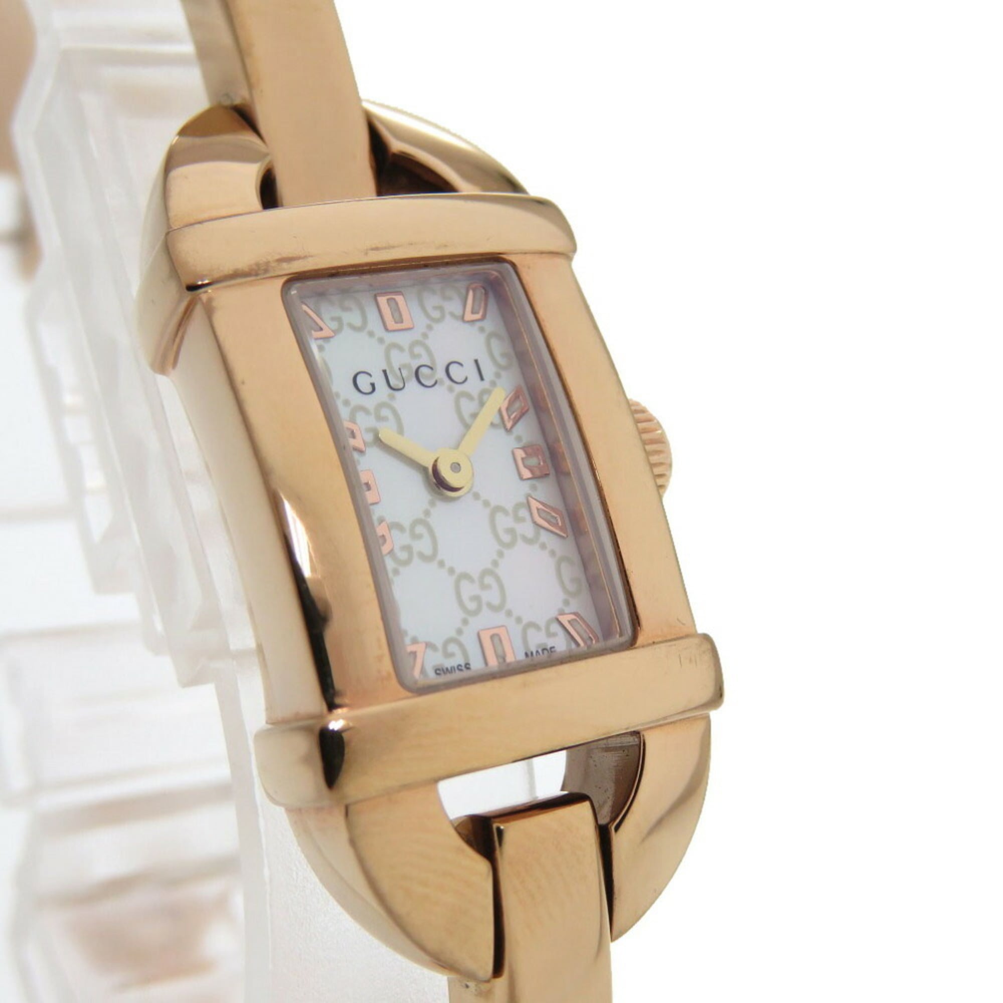 Gucci 6800L roze gouden wijzerplaat, roestvrij staal, wit quartzhorloge 1683GUCCI