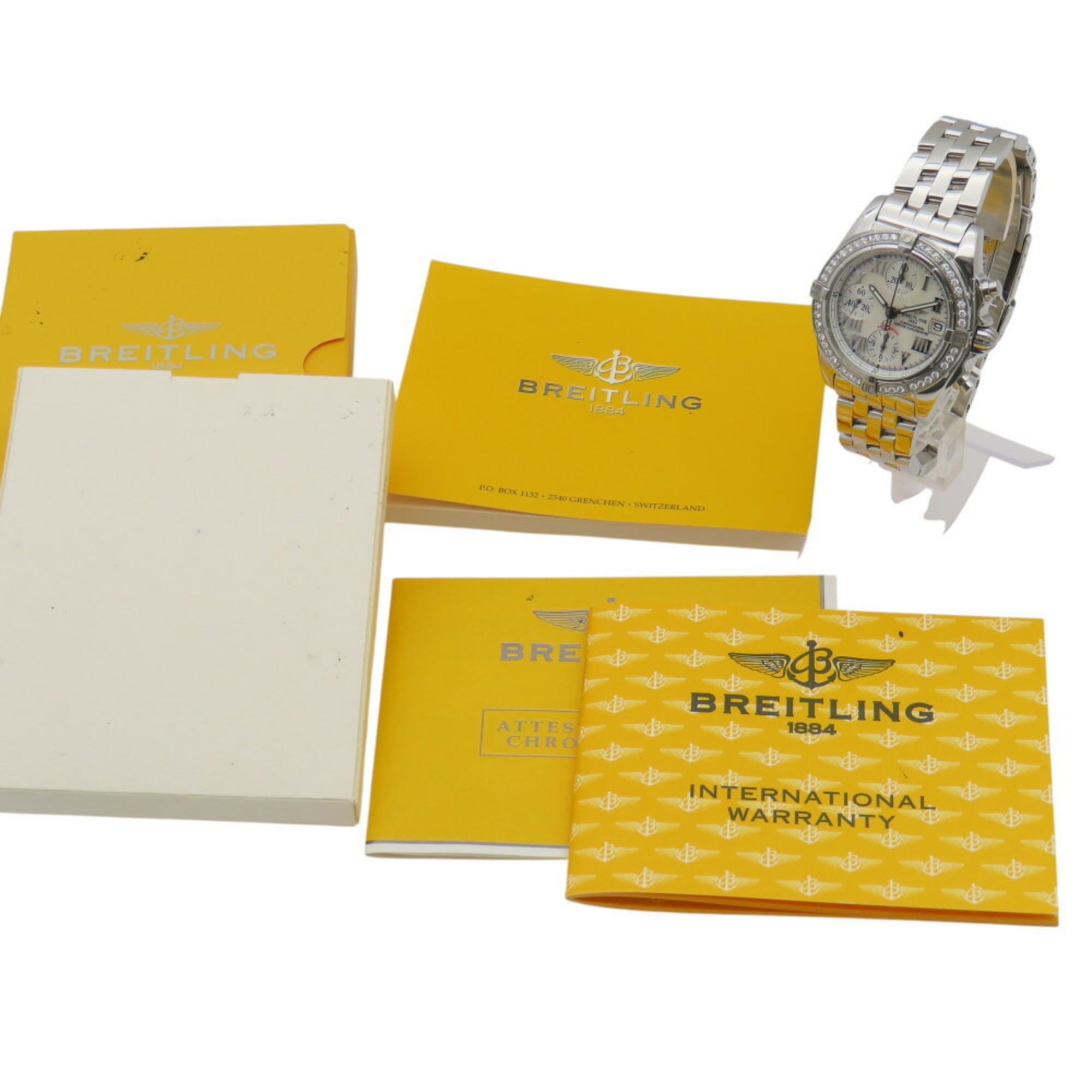 Breitling Chrono Cockpit met diamanten bezel A13358 Automatisch horloge Roestvrij staal/diamant Witte wijzerplaat 0227BREITLING Herenhorloge