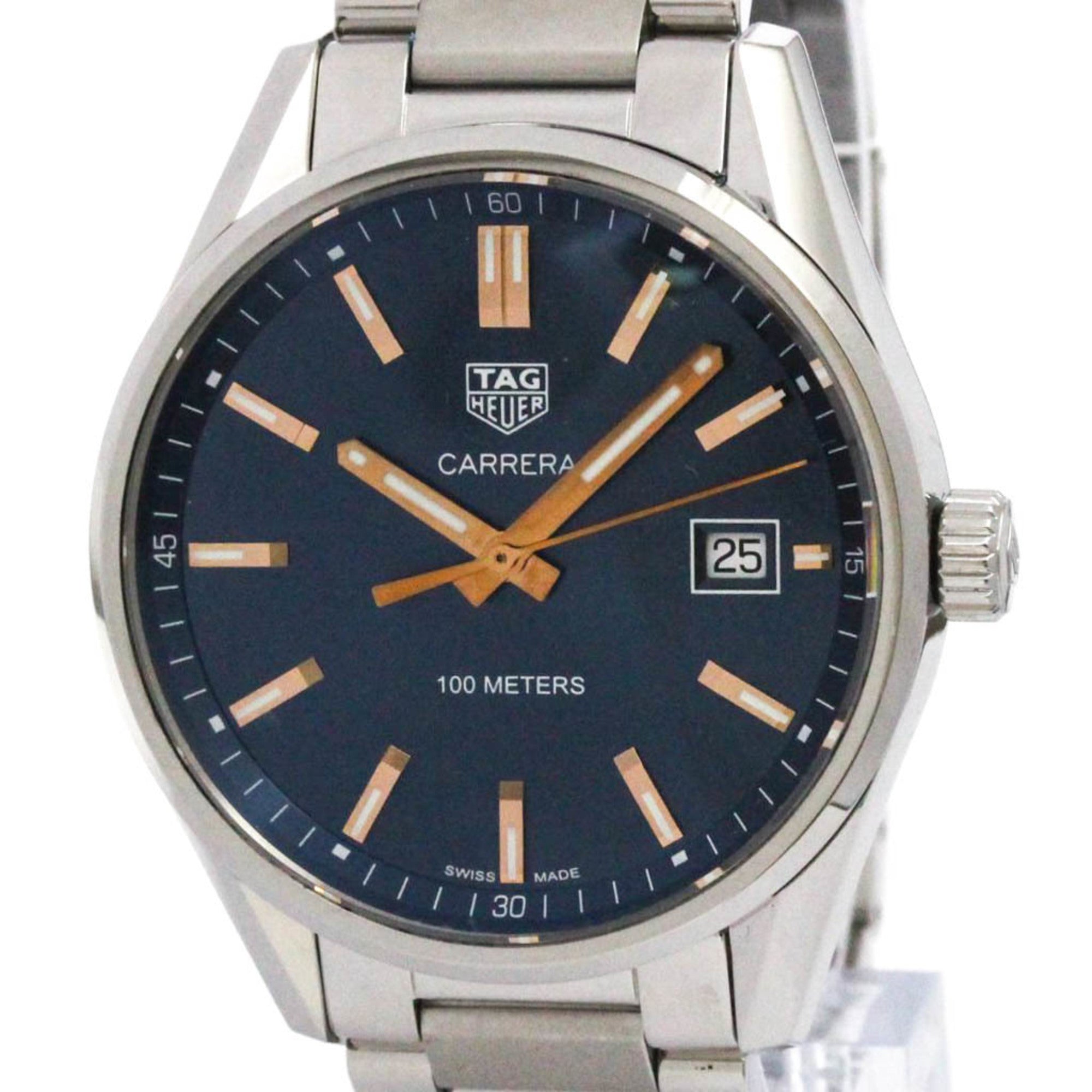 TAG HEUER Carrera Stainless Steel Quartz Mens Watch WAR1112 Polished