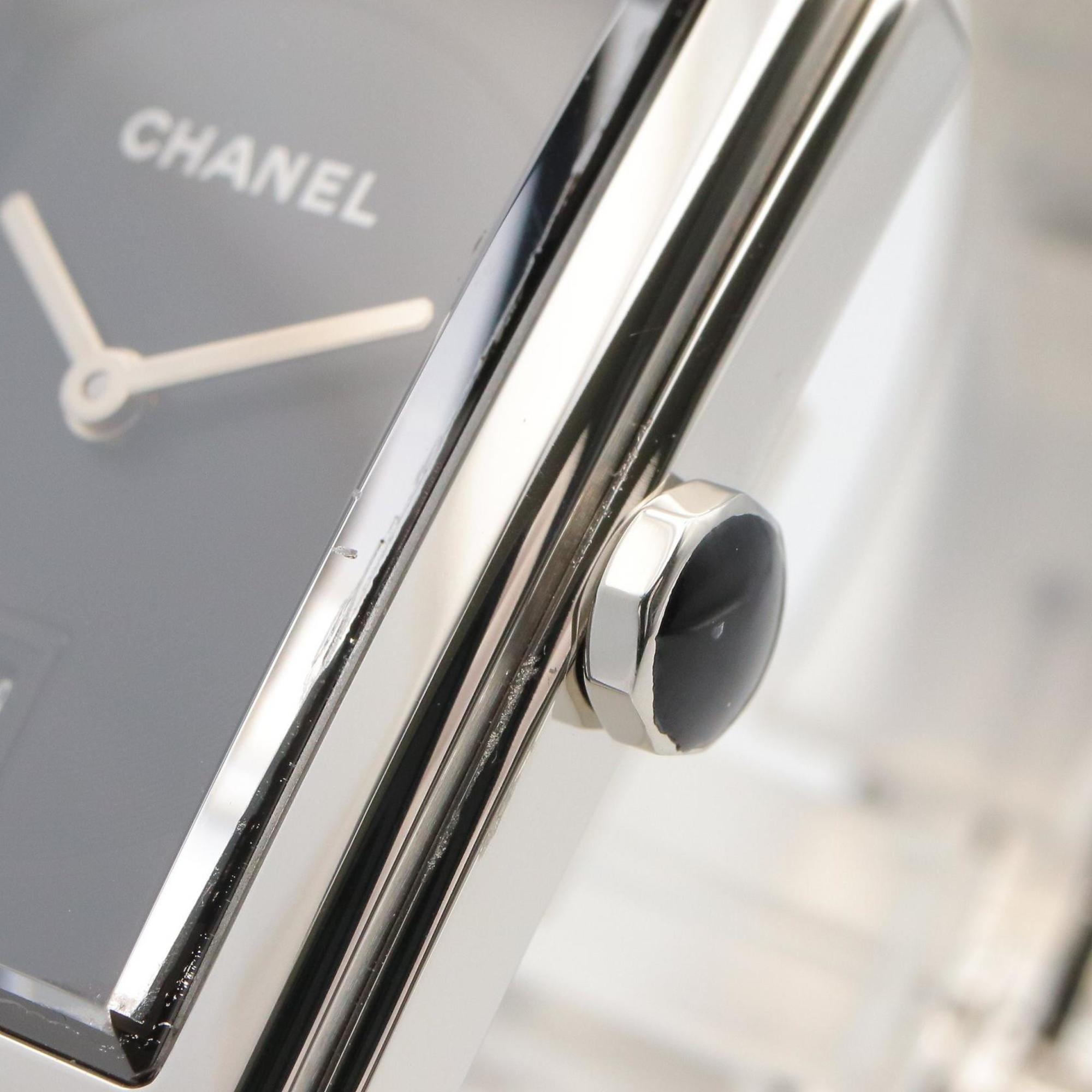 CHANEL Boyfriend Tweed-horloge, roestvrij staal, dames, zwart, H4878