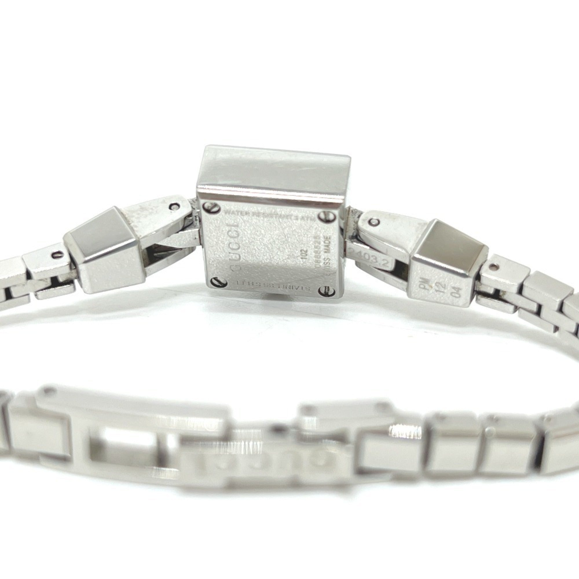 GUCCI 102 G Mini Quadratisch Chain Quarz-Uhr, Edelstahl, Damen, Silber