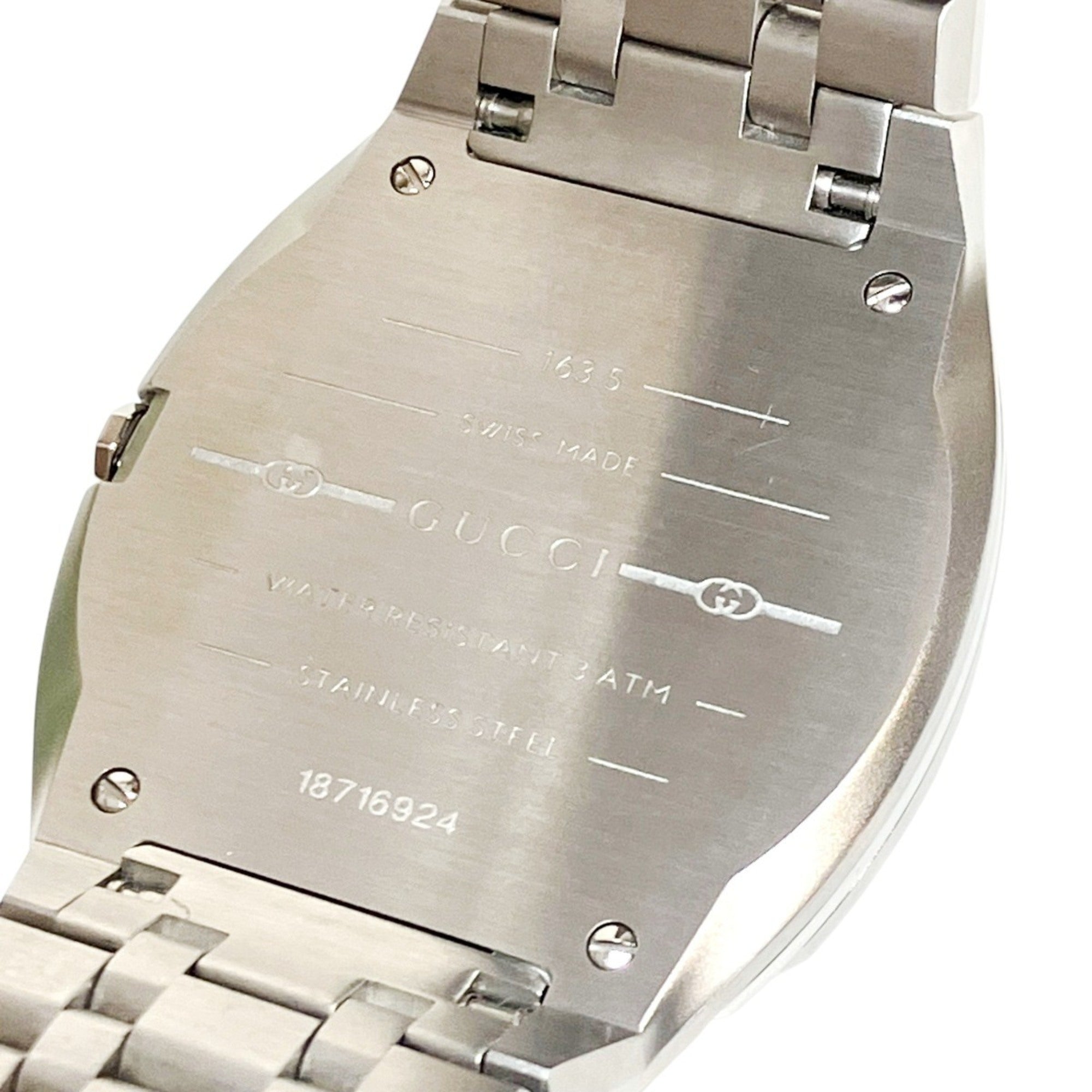 Gucci 25H Watch, Total Weight 57g, Stainless Steel, Quartz Movement, Silver Dial, YA163401