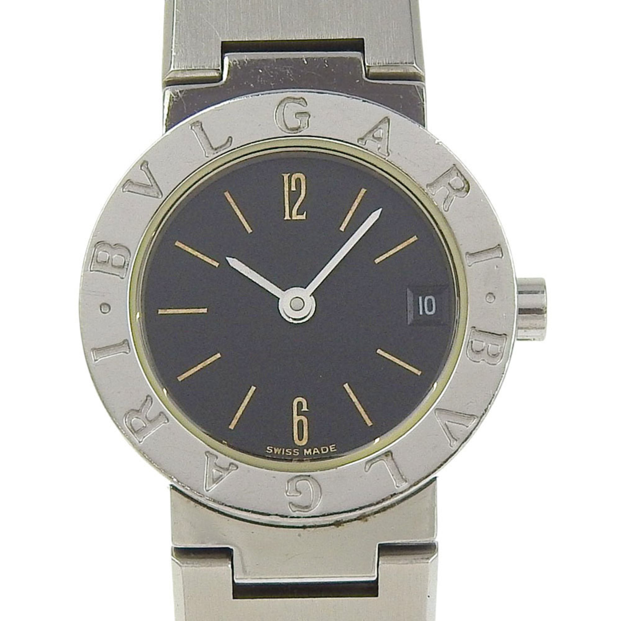 BVLGARI Bzero1 Watch, BZero1 BB23SS, Stainless Steel, Quartz Movement, Analog Display, Black Dial, Women's