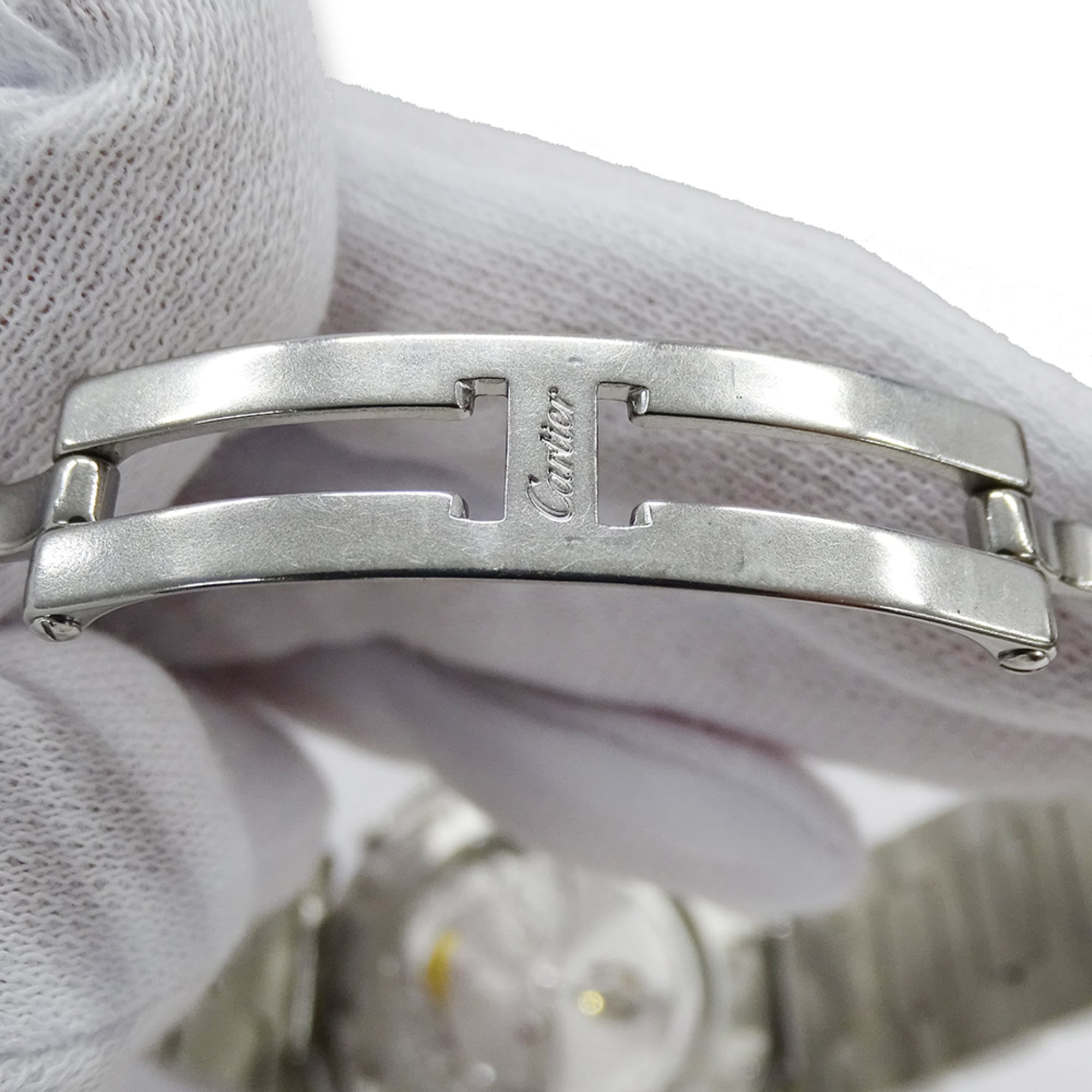 Cartier Pasha Grid Date Automatic Watch for Men, Stainless Steel (SS) W31040H3, Silver, Open Caseback
