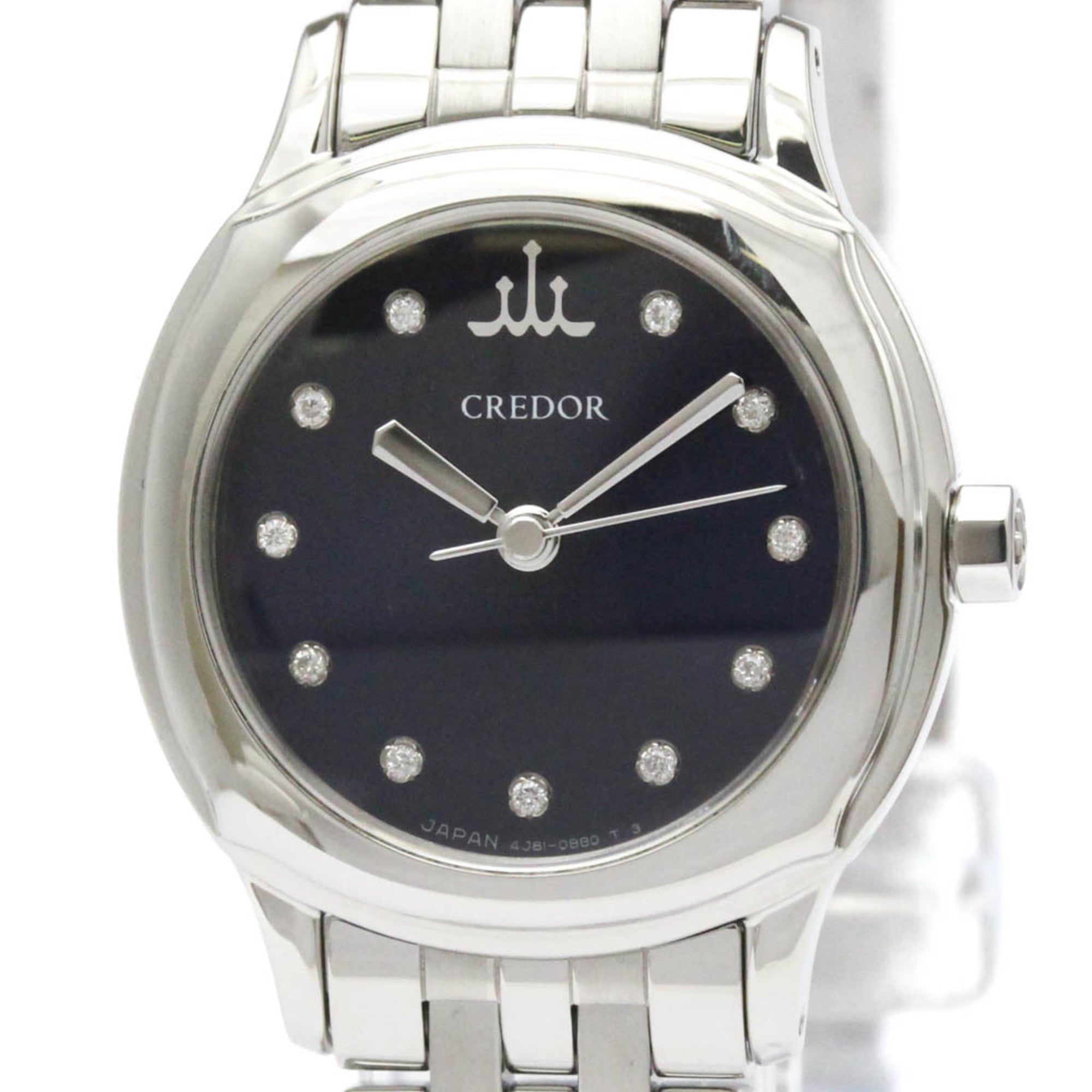 SEIKO Credor Diamond Stainless Steel Quartz Ladies Watch GSAS953(4J81-0AS0) Polished