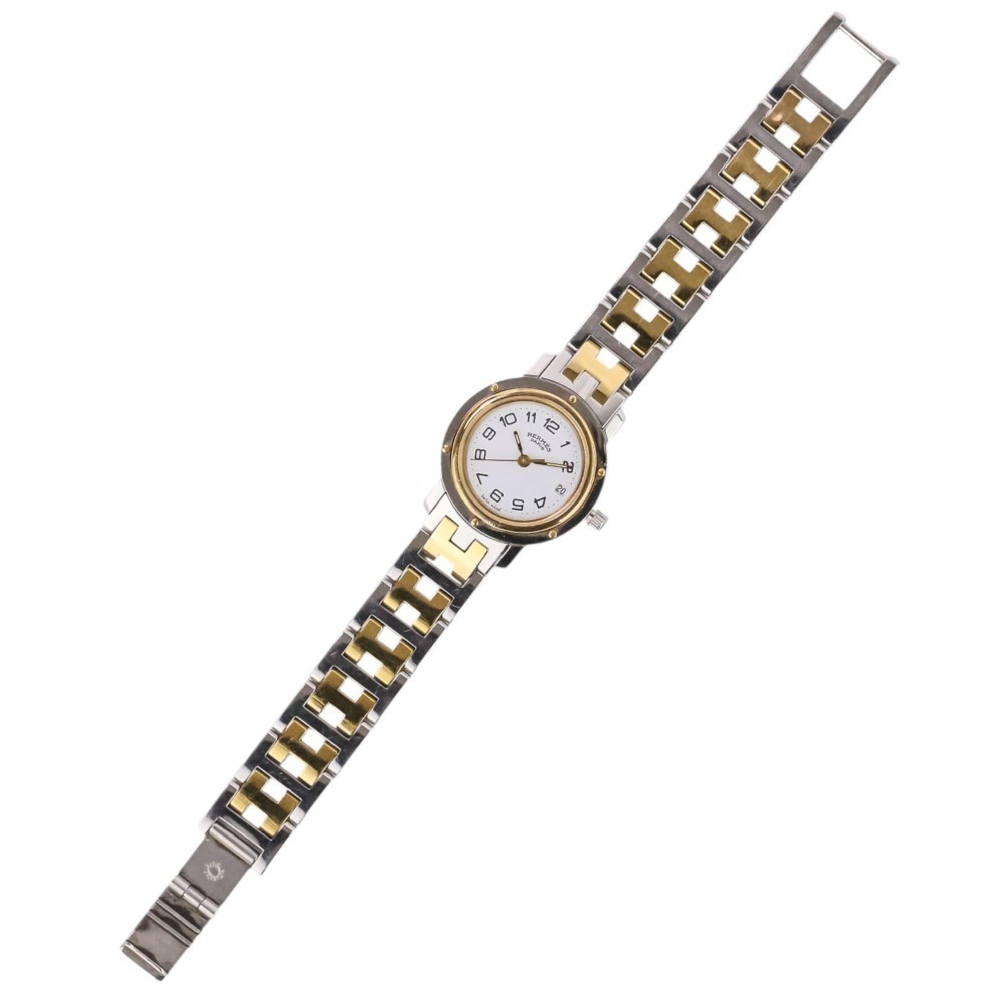 Montre Quartz pour femme Hermes Clipper Combination CL3.240, cadran Blanc avec des touches argentées et dorées