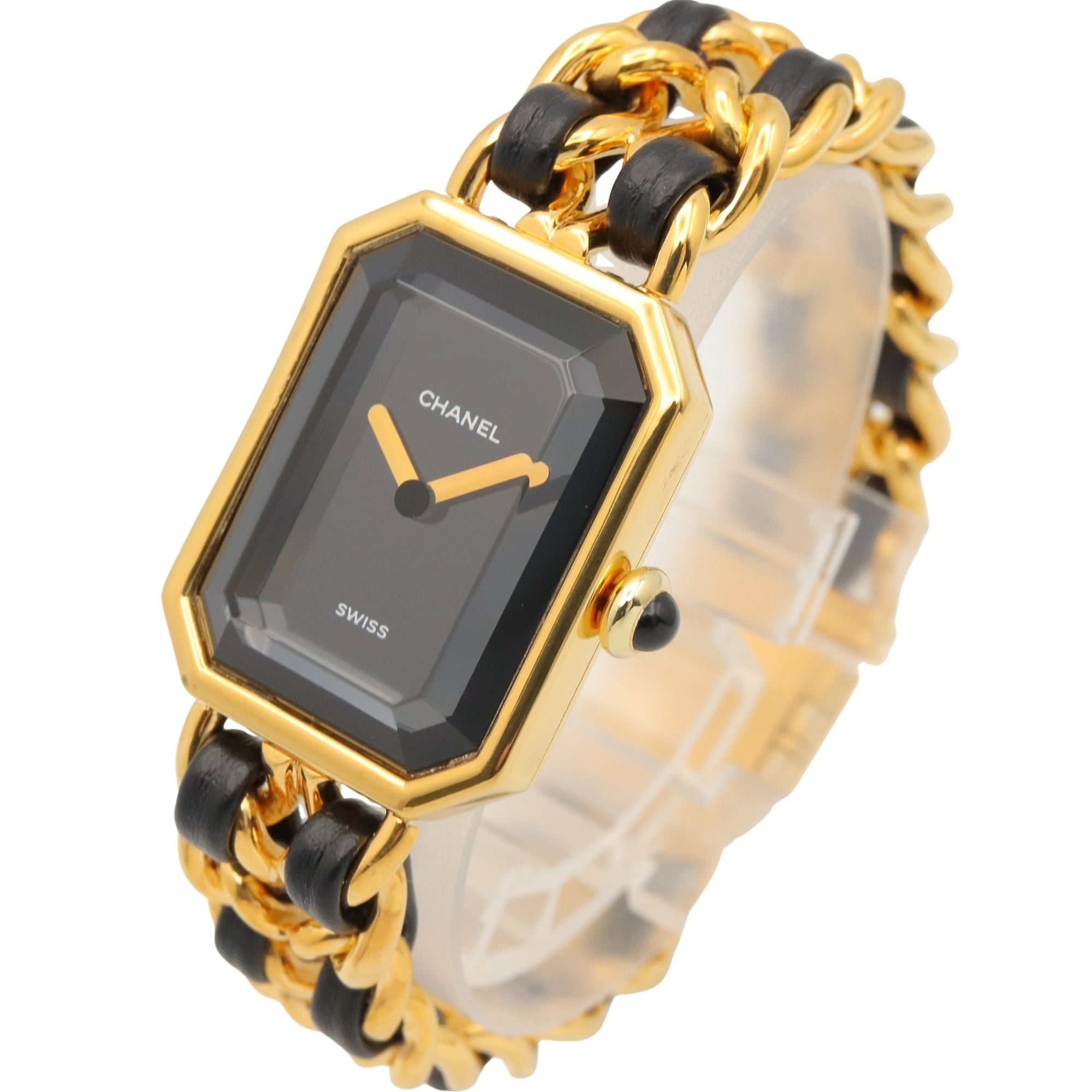 Chanel Premiere H0001 Black Dial Gold plated 20mm Watch