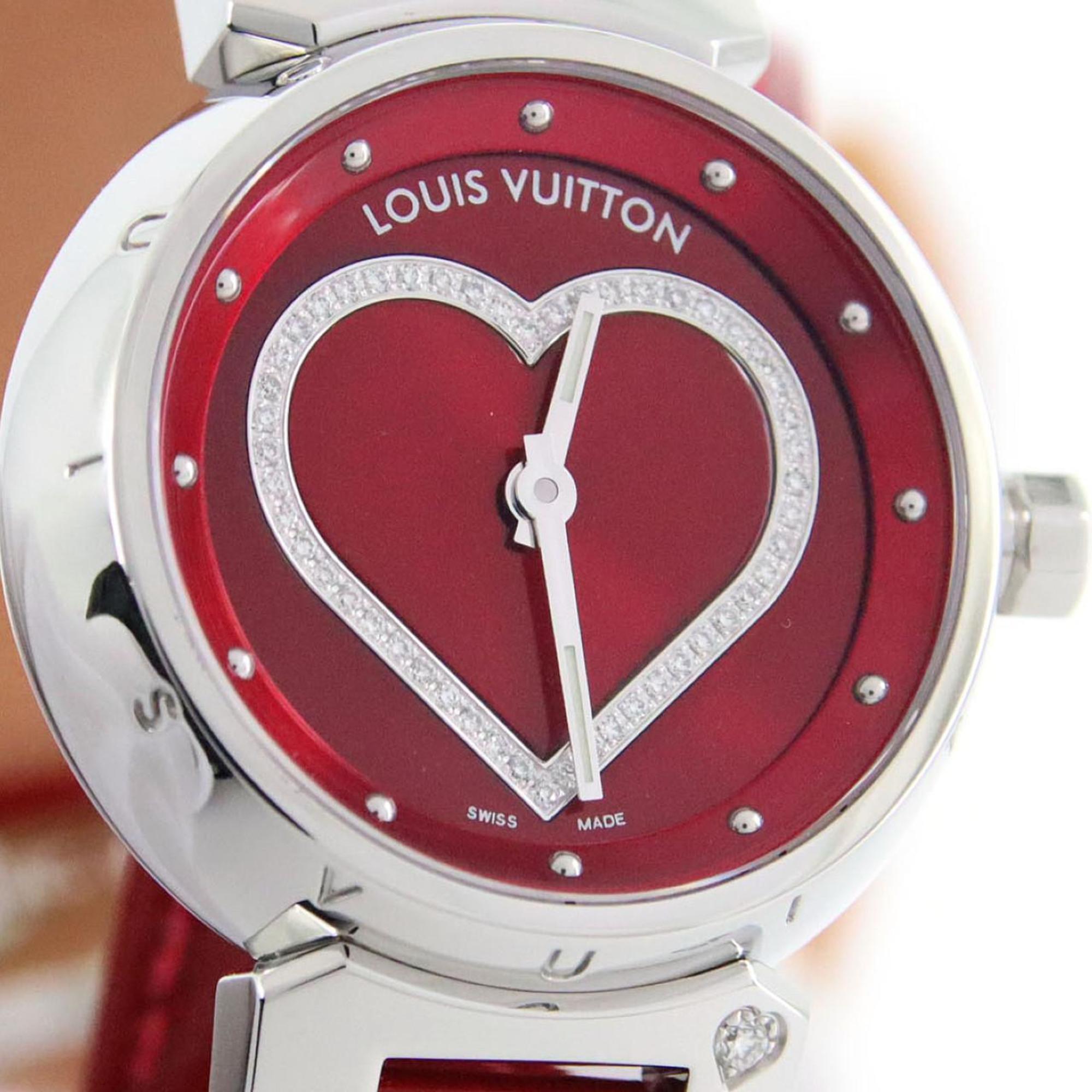 Louis Vuitton Tambour Heart Lug 1P Q121Z roestvrijstalen quartzhorloge