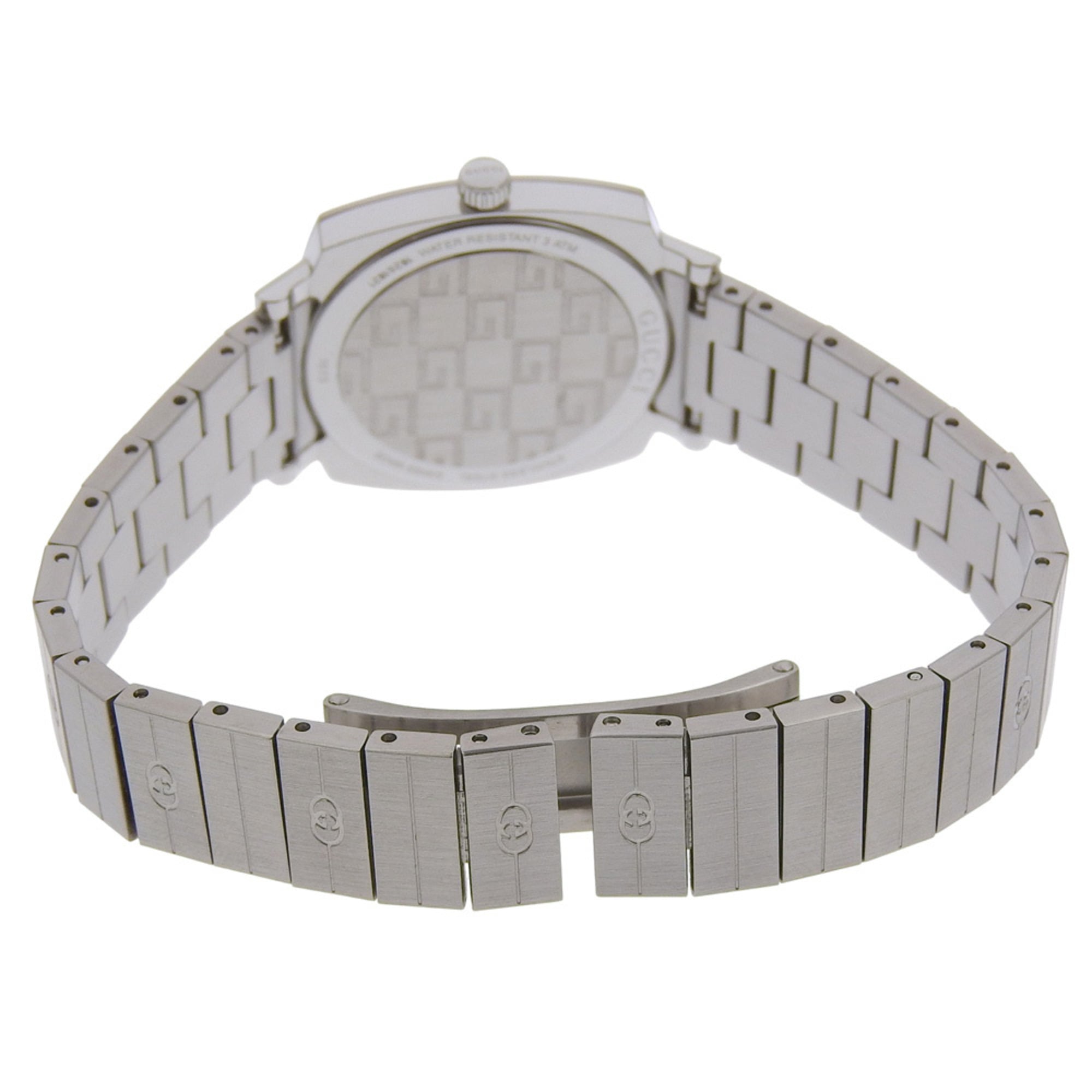 Gucci Grip-horloge, Interlocking G, 157,5 mm, roestvrij staal, quartz uurwerk, analoge wijzerplaat, witte wijzerplaat, damesmodel