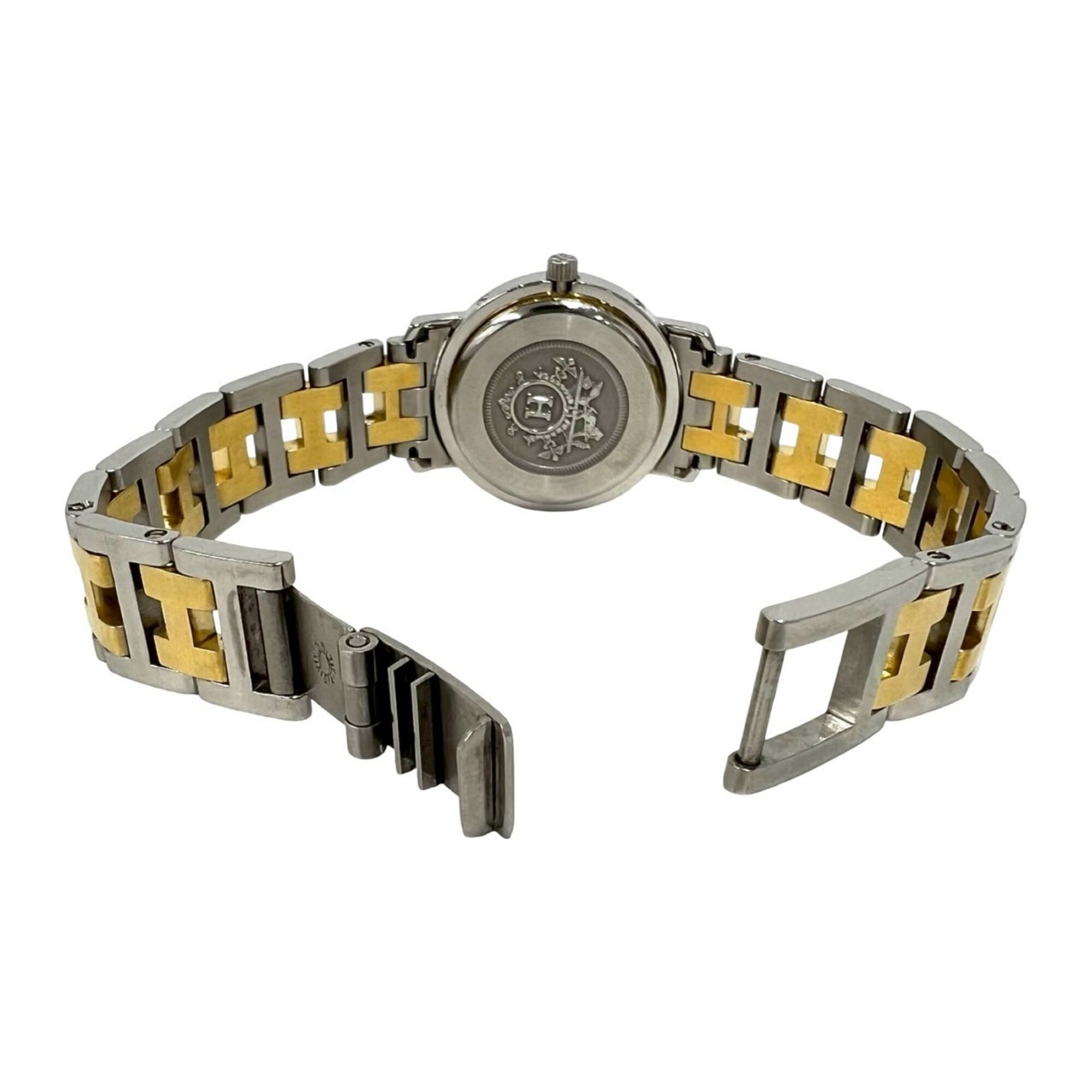 HERMES Clipper Stainless Steel GP Quartz Wrist Silver/Gold 23912