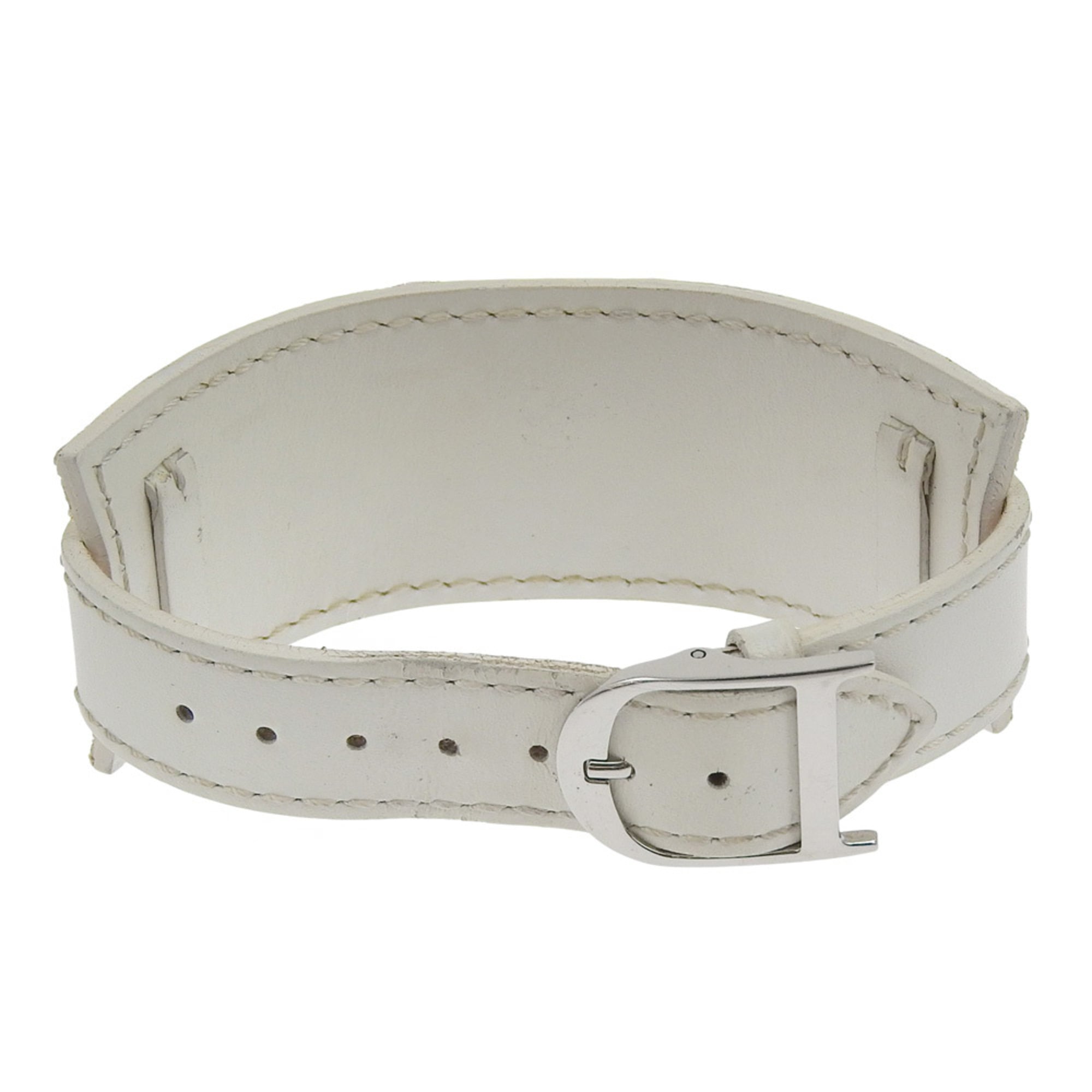 Christian Dior Maris Horloge D78-109 Roestvrij staal x glanzend leer Kwarts Analoog display Zilveren wijzerplaat Dameshorloge