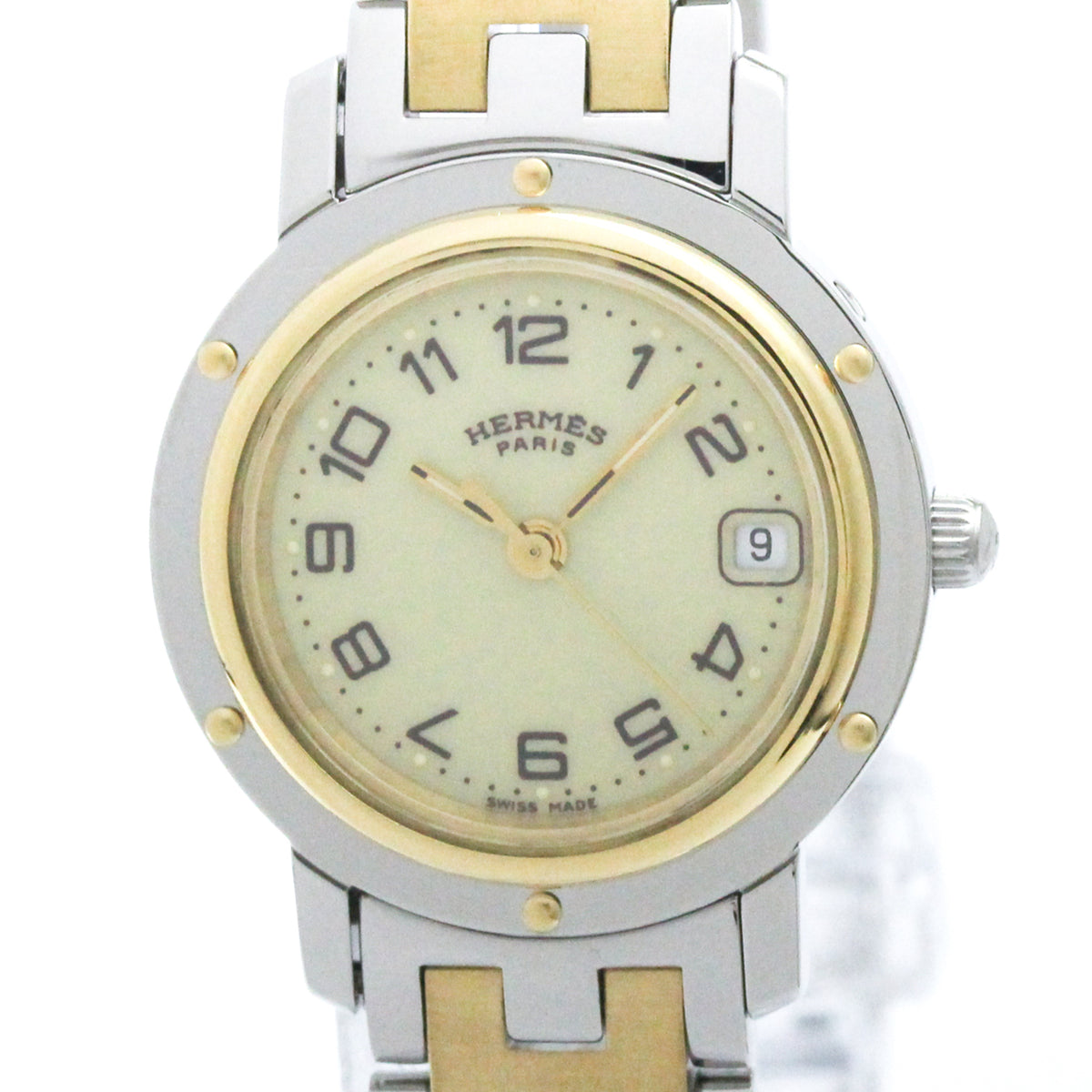 Hermes Clipper CL4.220 horloge met ivoorkleurige wijzerplaat, 24 mm