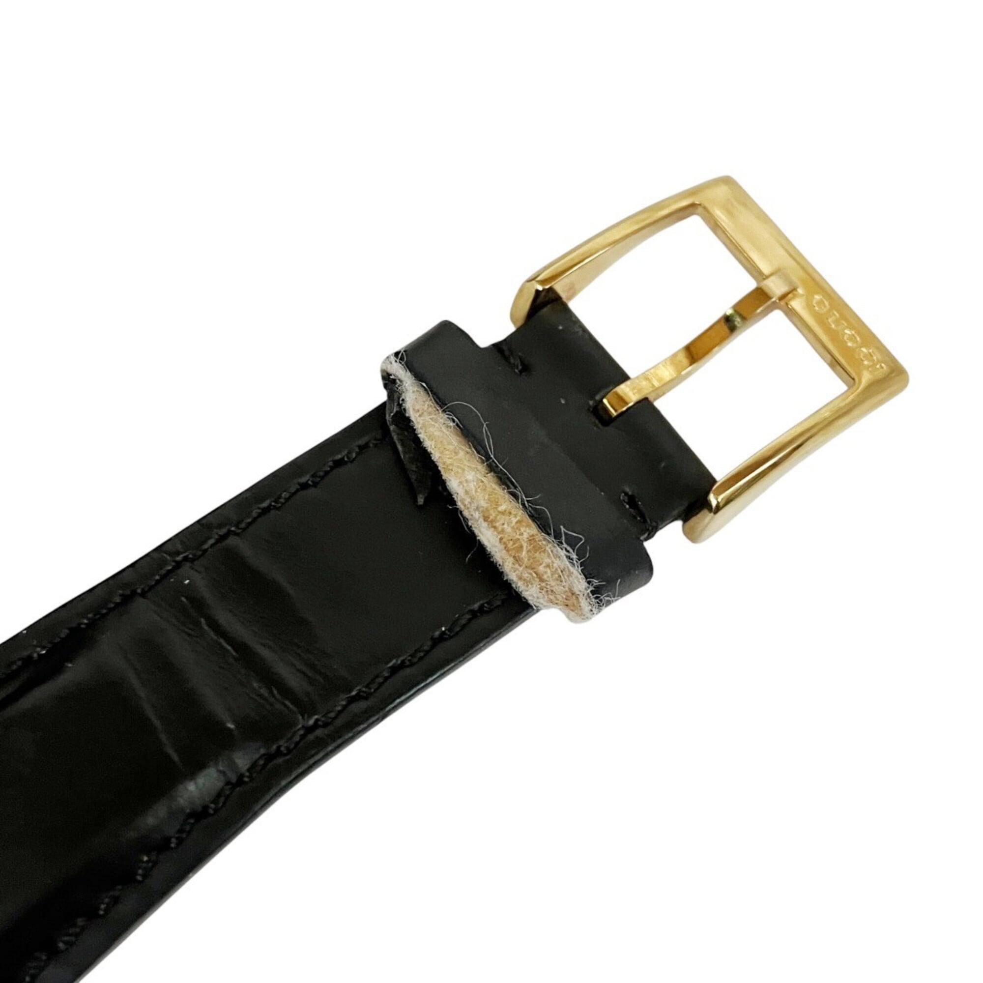 Gucci Interlocking-horloge, totaalgewicht 41,2 g, roestvrij staal, band van echt leer, quartz uurwerk, zwarte wijzerplaat, 133,3