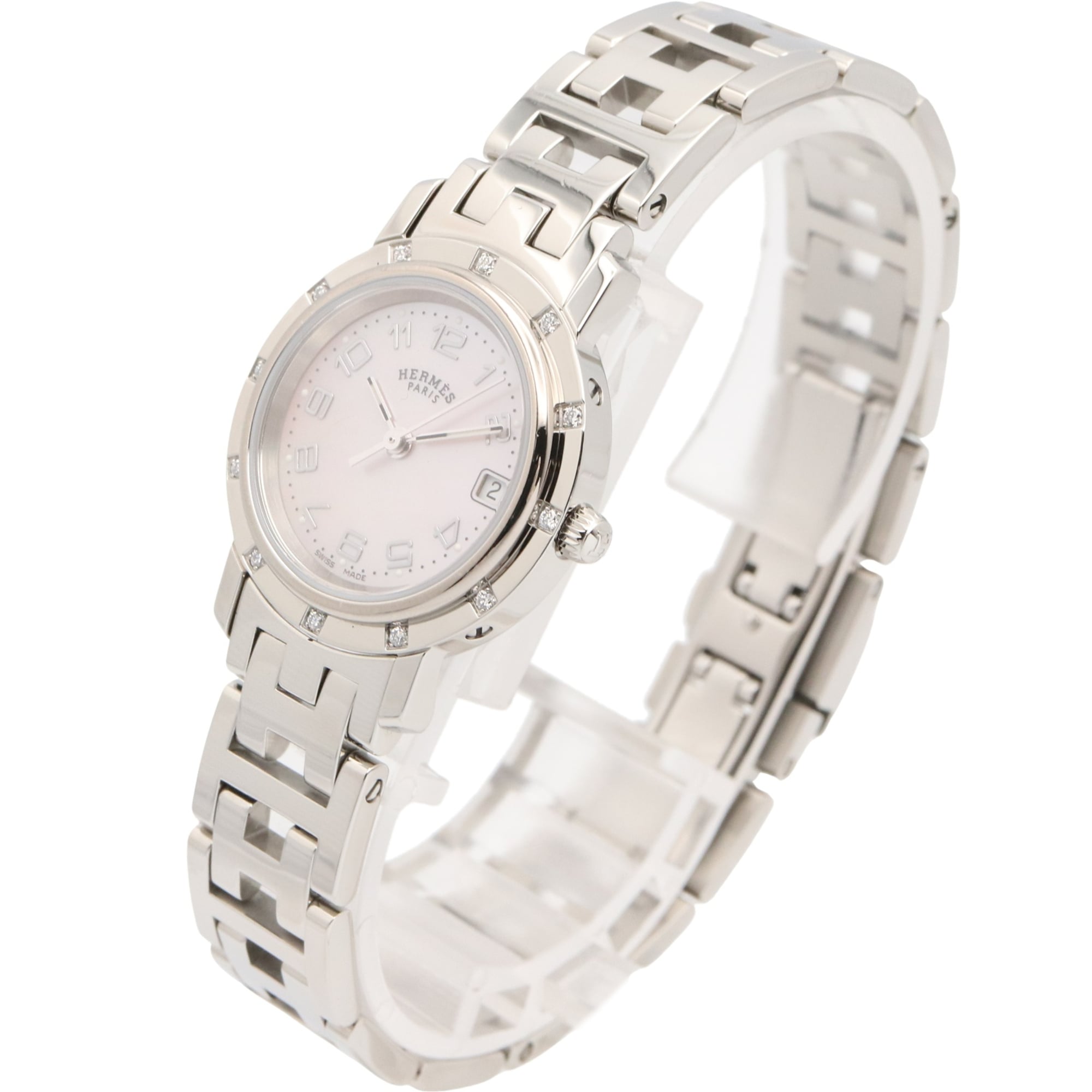 Hermes Clipper CL4.230 Pink Dial Stainless steel 24mm Watch
