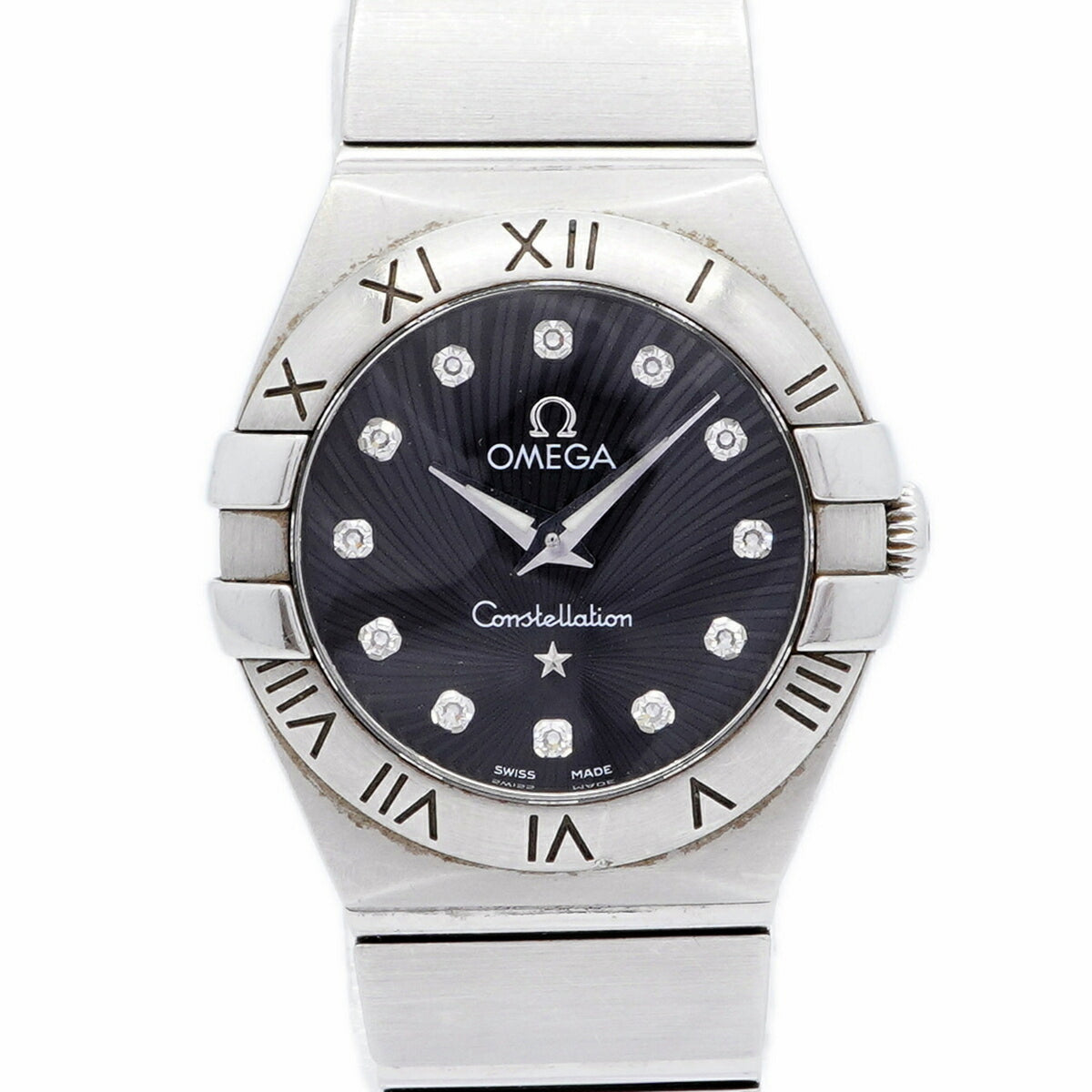 Omega Constellation 12P Diamond 123.10.24.60.51.002 Horloge met zwarte wijzerplaat, 23 mm