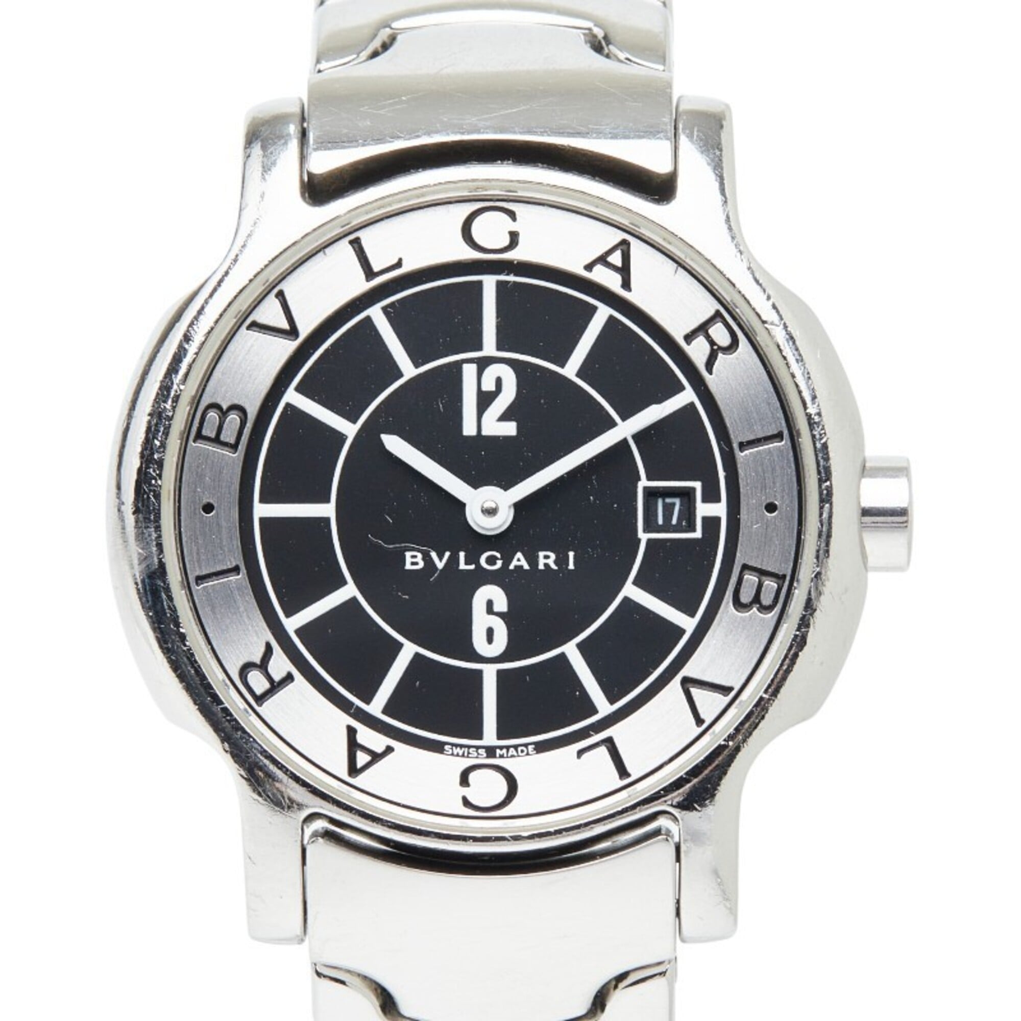 Bulgari Solotempo ST29S Quartz Watch, Black Dial, Stainless Steel, Women's, BVLGARI