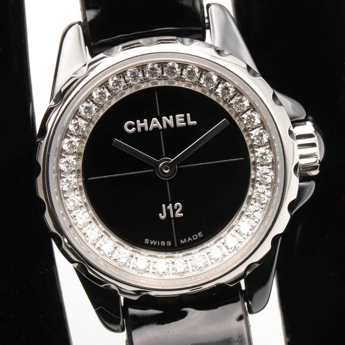 Chanel J12 XS Double Belt Diamond Bezel H4665 Black Dial 20mm Watch
