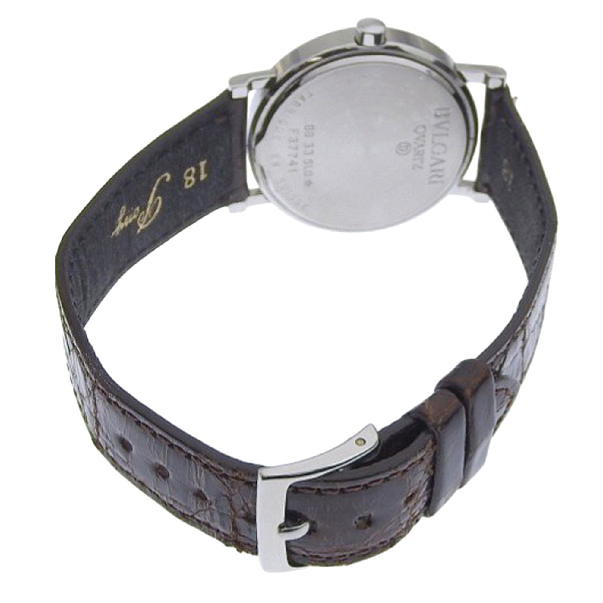 BVLGARI Horloge BB33SLD Roestvrij staal x leer Kwarts Analoog Zwarte wijzerplaat Bvlgari Unisex