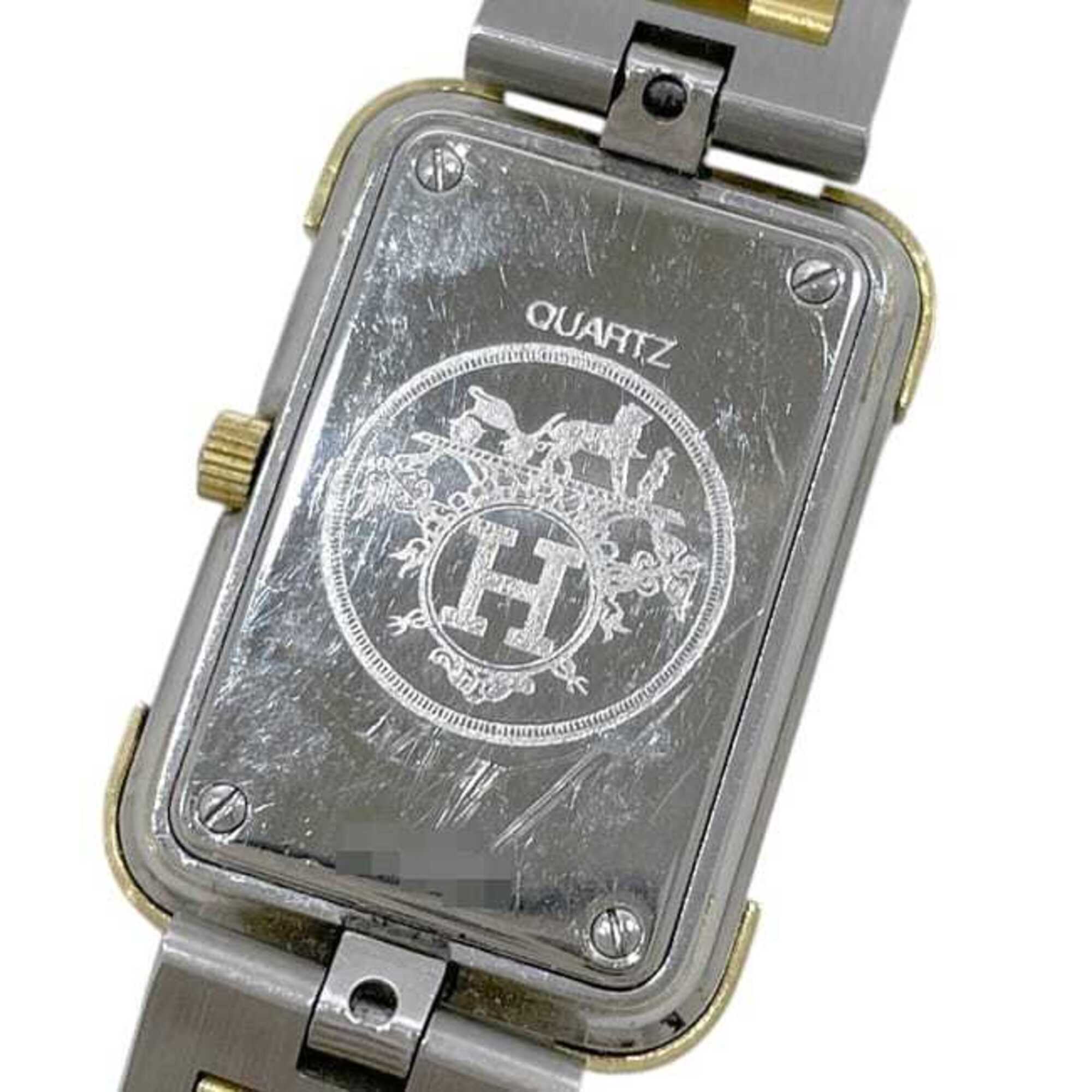 Montre Hermès, modèle Croisière, Blanc, Argent, Or, référence CR1.240, à piles, en acier inoxydable, mouvement Quartz.