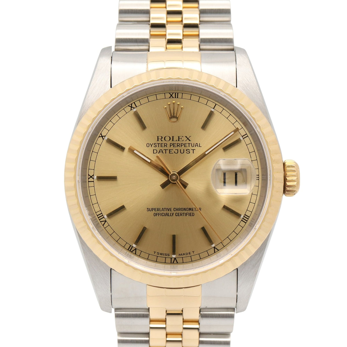 Rolex Datejust T-Serie 16233 Champagner, goldenes Zifferblatt, 36 mm Uhr