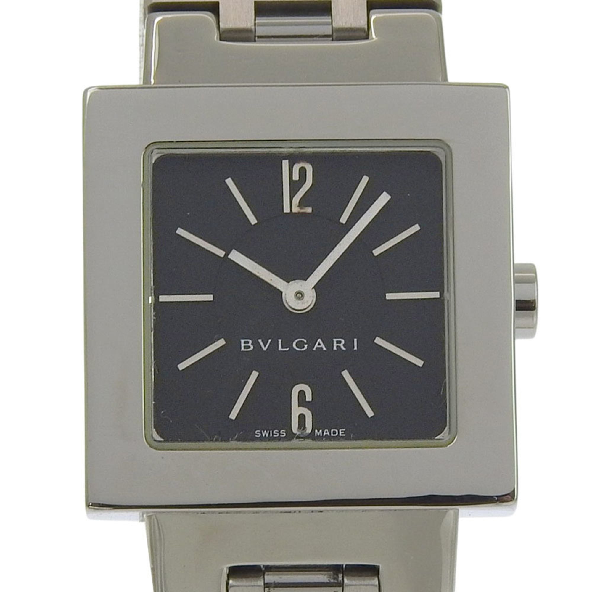 Bulgari BVLGARI Quadlard Watch SQ22SS Stainless Steel Black Quartz Analog Dial Women's