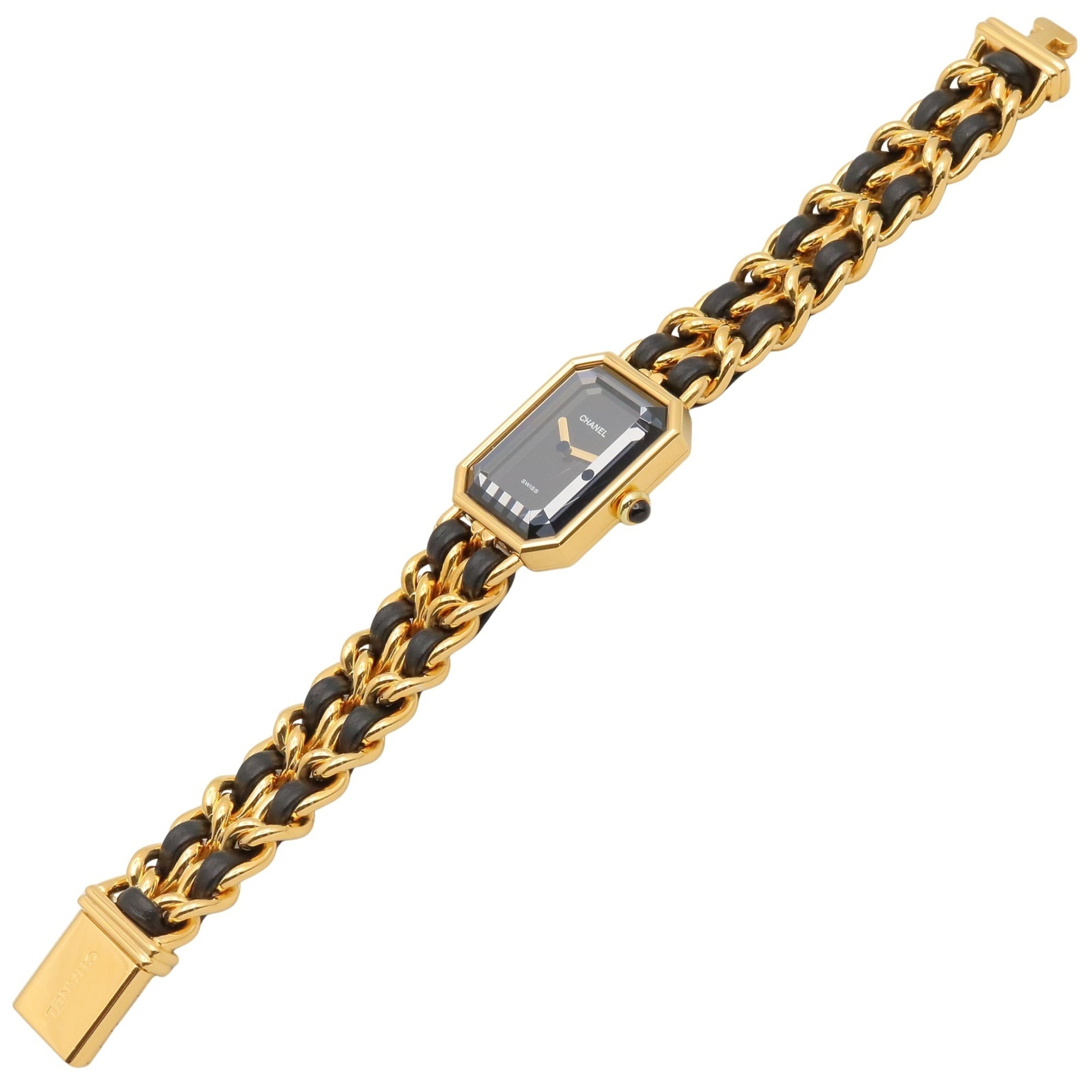 Chanel Premiere H0001 Black Dial Gold plated 20mm Watch