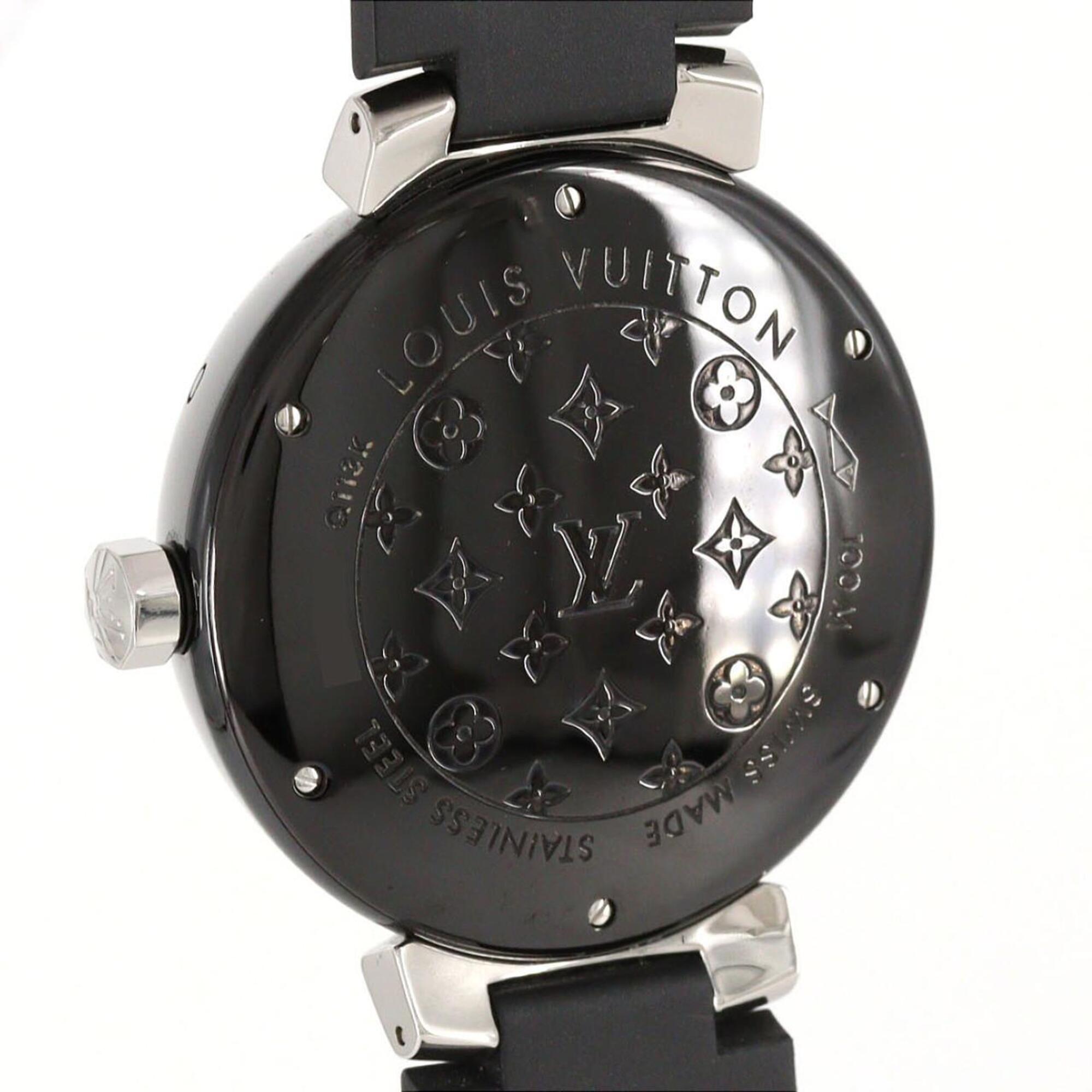 Louis Vuitton Tambour in Black GMT Q113K SS Automatic Watch
