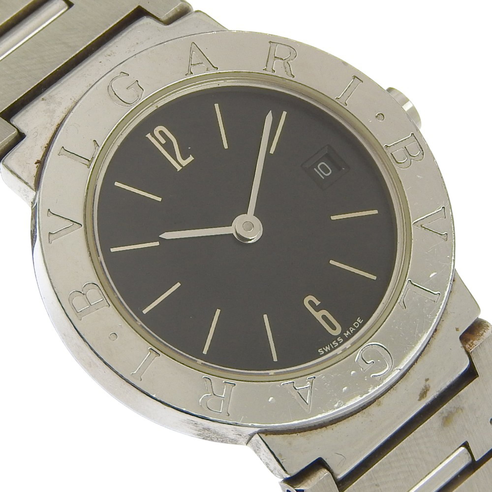 BVLGARI polshorloge BB26SSD roestvrij staal, quartz, analoog display, zwarte wijzerplaat, damesmodel
