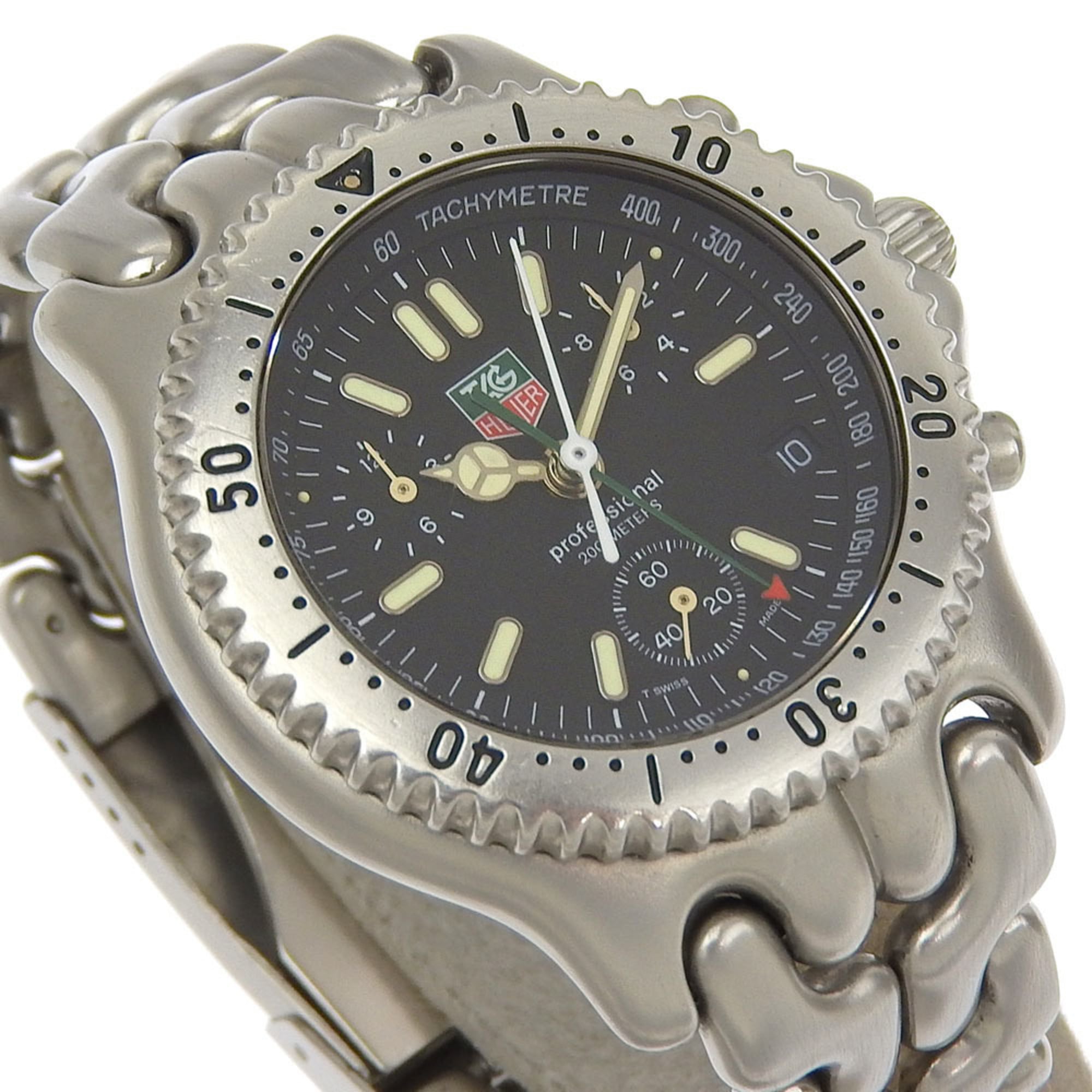 TAG HEUER Cell Series Uhr Professional 200M S39.306 Edelstahl Quarz Analoganzeige mit mehreren ZeigernSchwarz Zifferblatt, für Jungen