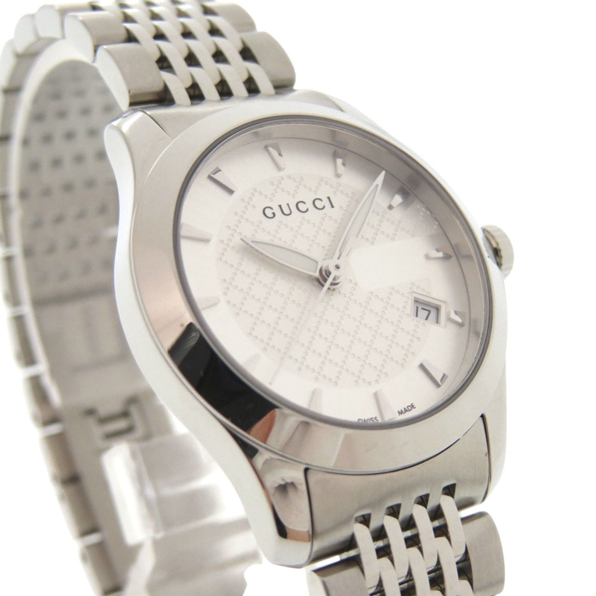 Gucci G-Timeless 126.5 quartzhorloge van roestvrij staal in zilverkleur, in nieuwstaat, 1757GUCCI