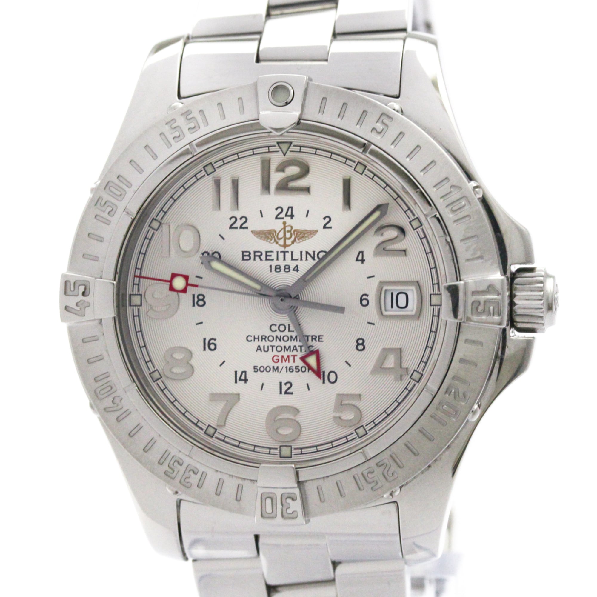 BREITLING Colt GMT Stainless Steel Automatic Mens Watch A32350 Polished