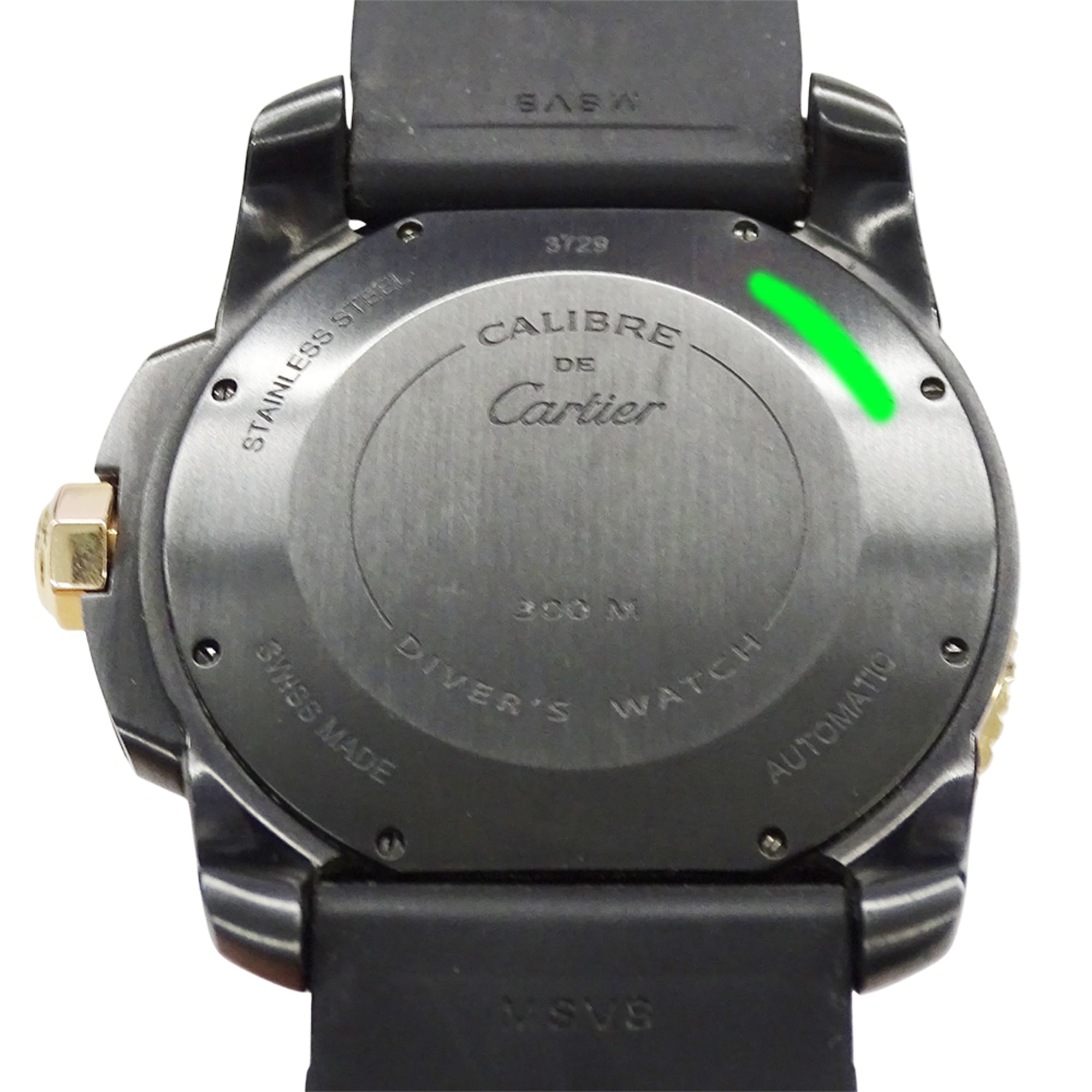 Cartier Calibre Diver herenhorloge, koolstofvezel, datum, automatisch, AT W2CA0004, rubber, PG, roségoud, zwart