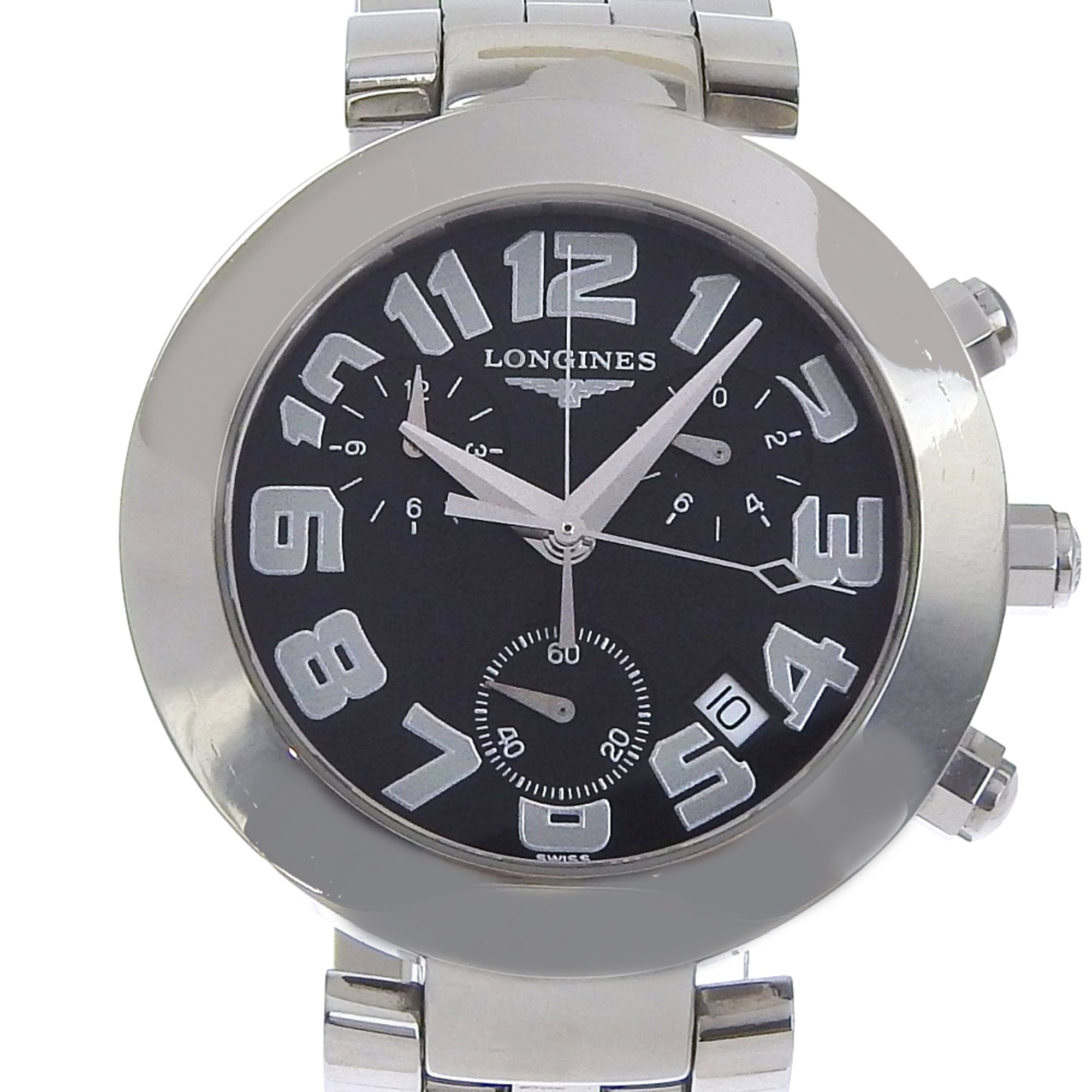 Longines DolceVita Men's Watch L5.677.4 Stainless Steel Silver Quartz Chronograph with Black Dial