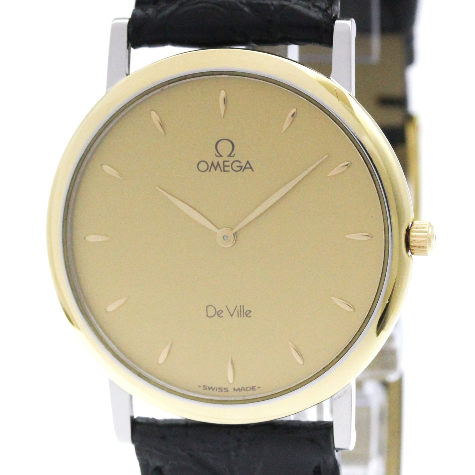 OMEGA De Ville Prestige Quartz Gold Plated Mens Watch 7400.11