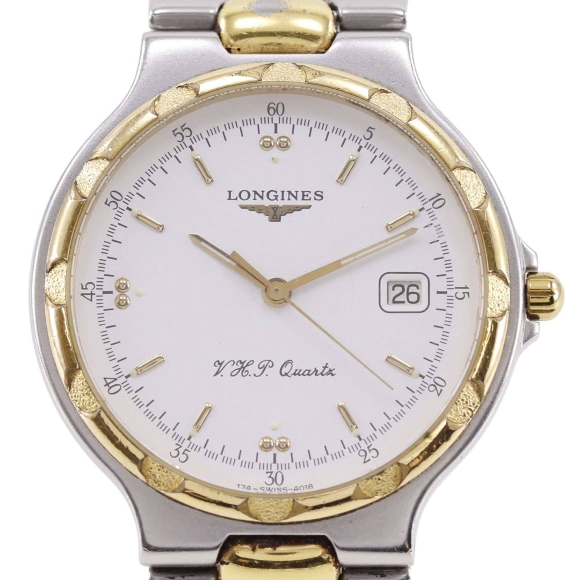 Longines Conquest 4018 Watch, Stainless Steel with Gold Plating, White Dial, Quartz, Analog, Men's.