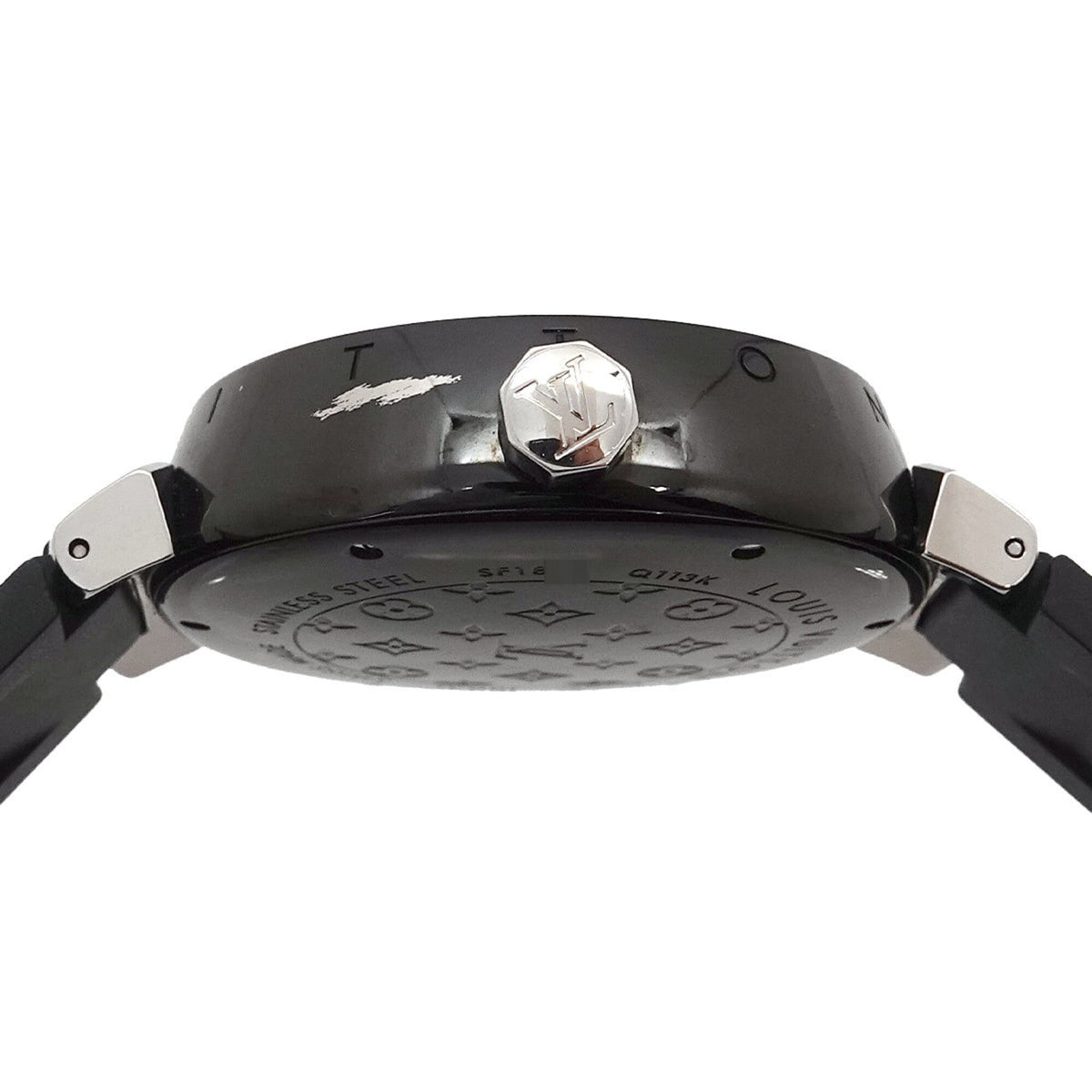 Louis Vuitton Tambour In Black GMT Q113K Black, Silver Dial 41mm Watch