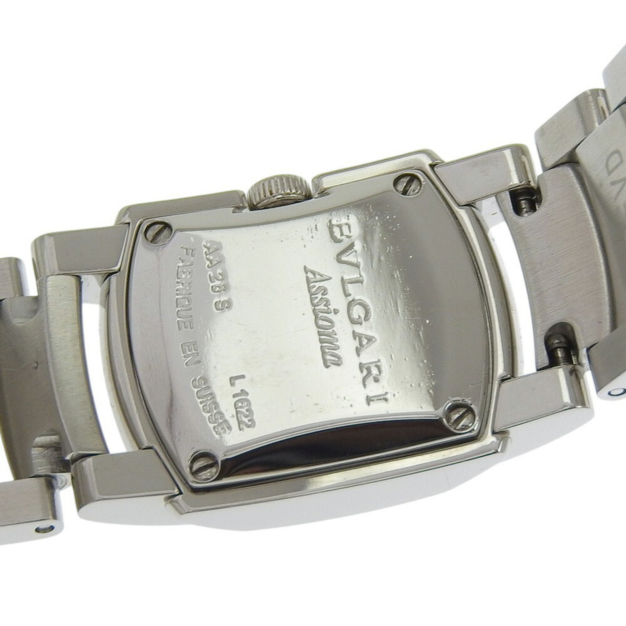 BVLGARI Assioma Uhr AA26S Edelstahl Quarz Analoganzeige Schwarz Zifferblatt Damenuhr