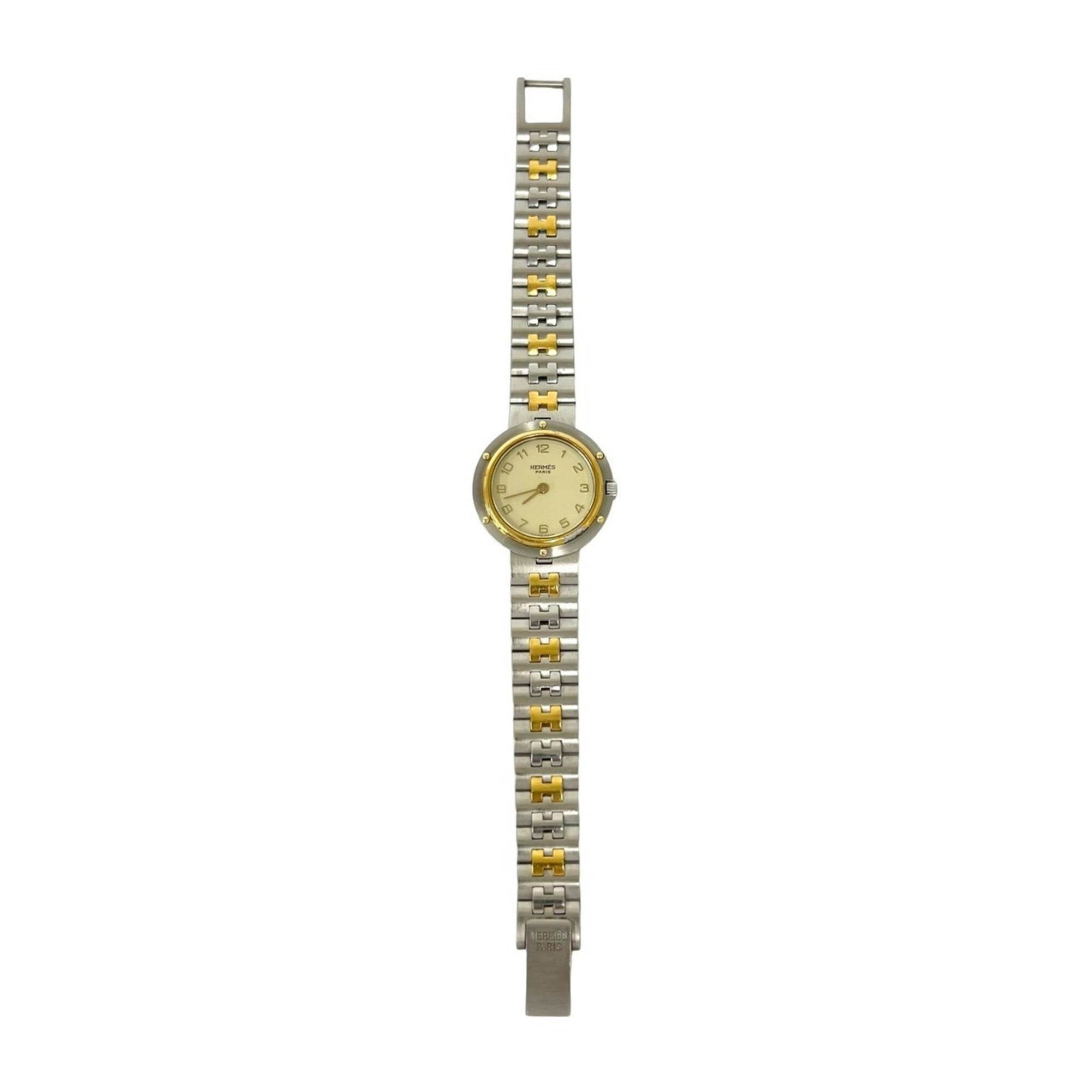 HERMES アナログ時計 シルバー/ゴールド HERMES Vintage Clipper Stainless Steel Quartz Watch, Silver/Gold, 2939