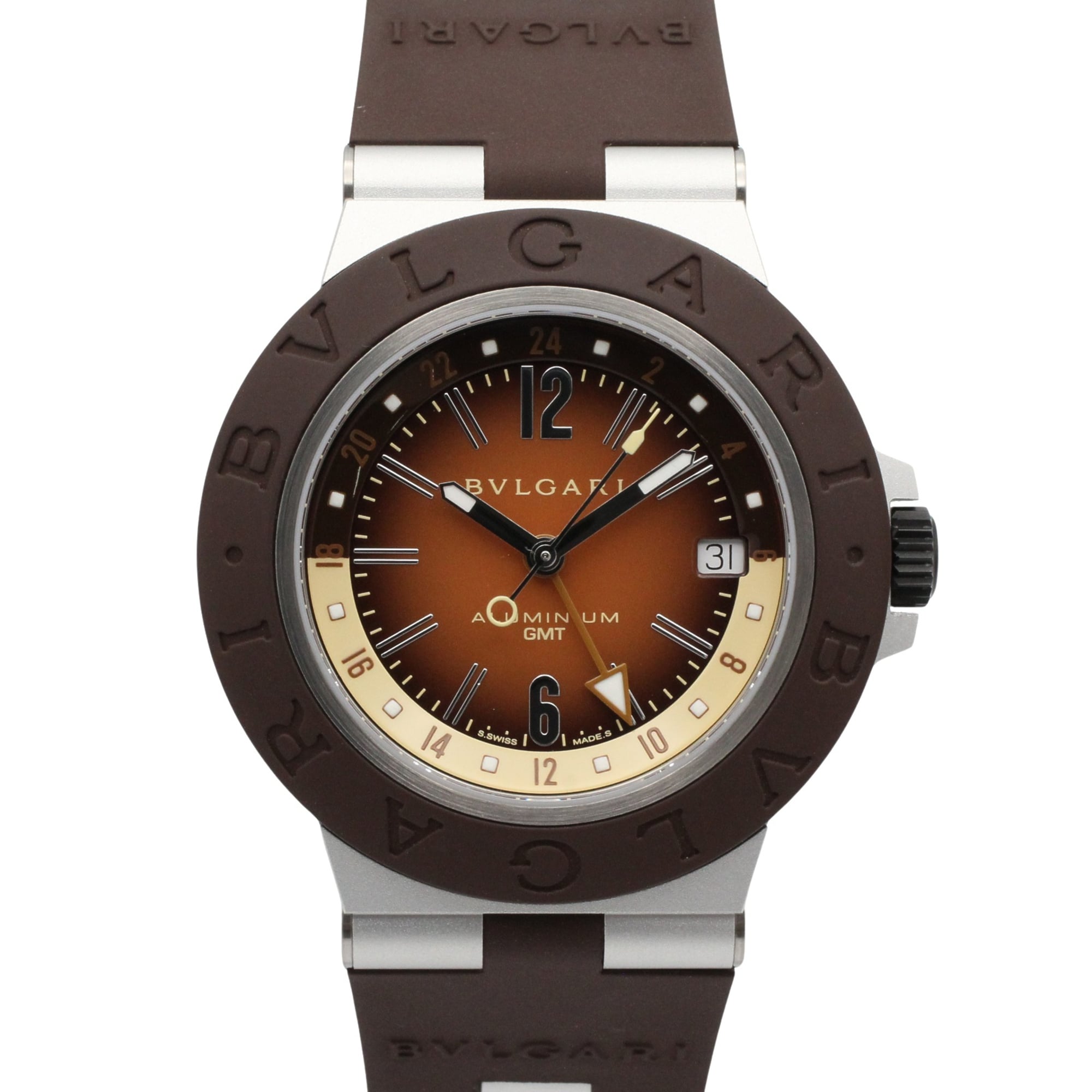 Bvlgari Aluminum BB40ATGMT Brown Dial Aluminum 39mm Watch