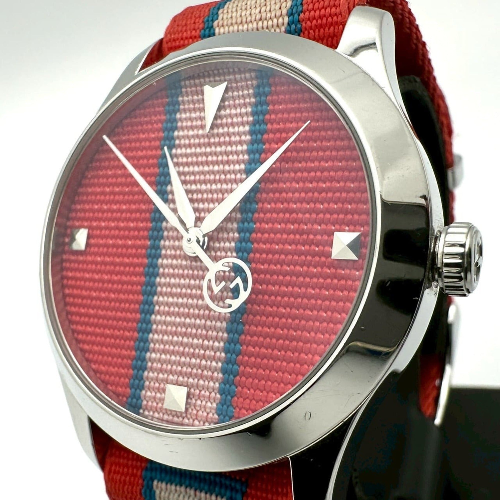 GUCCI G-Timeless YA1264070/126.4 Stainless Steel Nylon Quartz Multi-Red Men's Watch