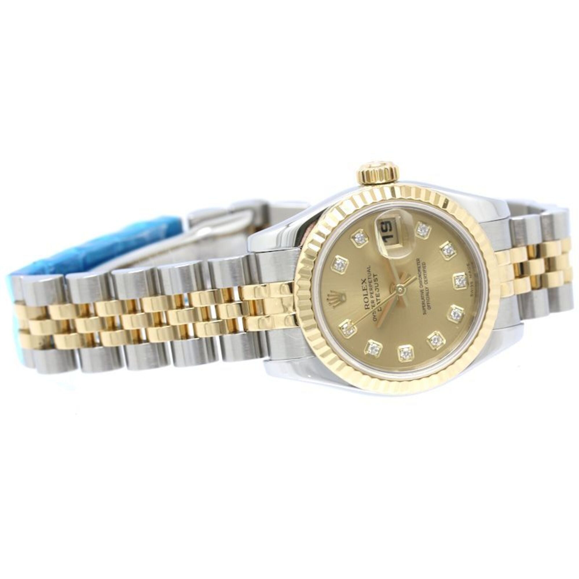 Rolex Datejust 10P Diamond 179173G Champagne Dial 26mm Watch