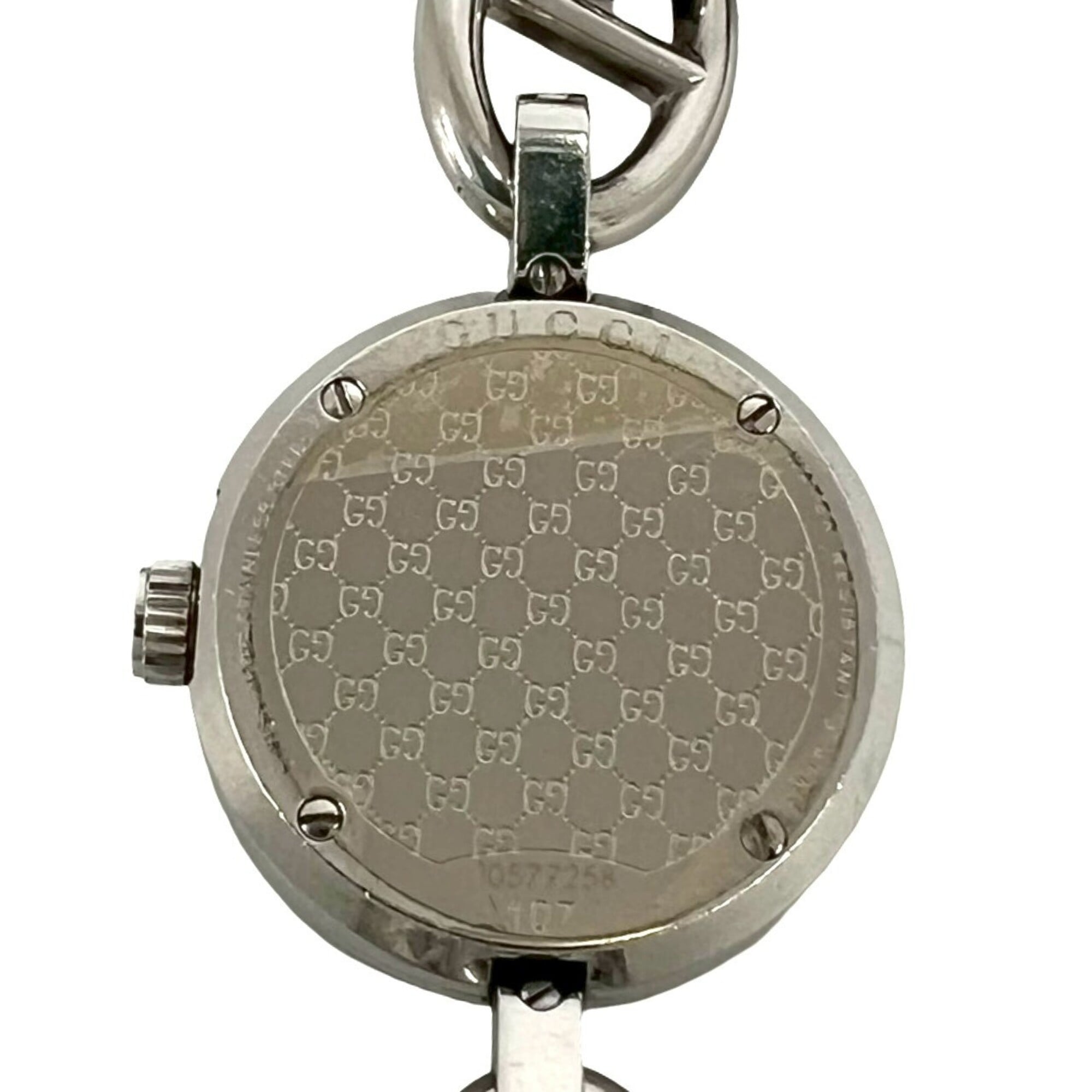 GUCCI Gucci Logo Charm Stainless Steel Quartz Wrist Silver 37369