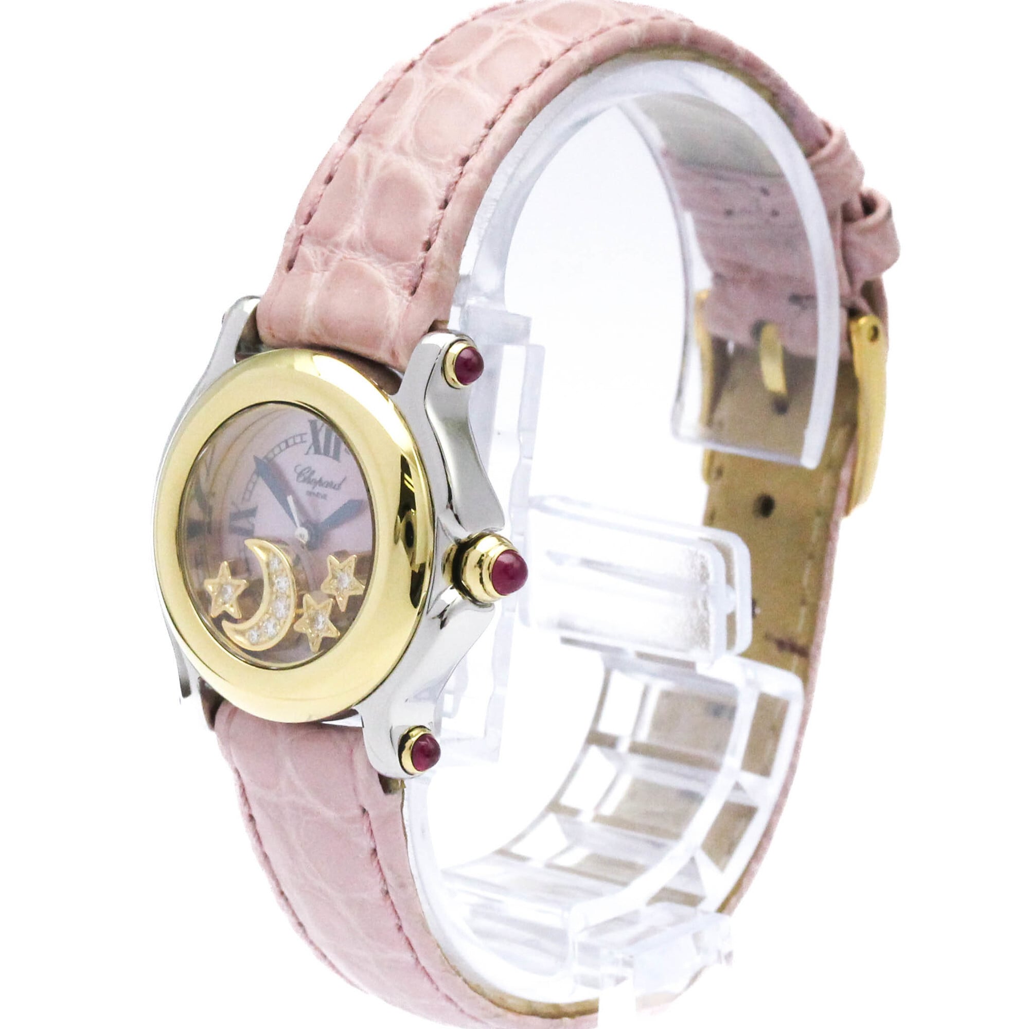 CHOPARD Happy Sport Diamond Pink MOP 18K Gold Steel Watch 27/8246-21 Polished