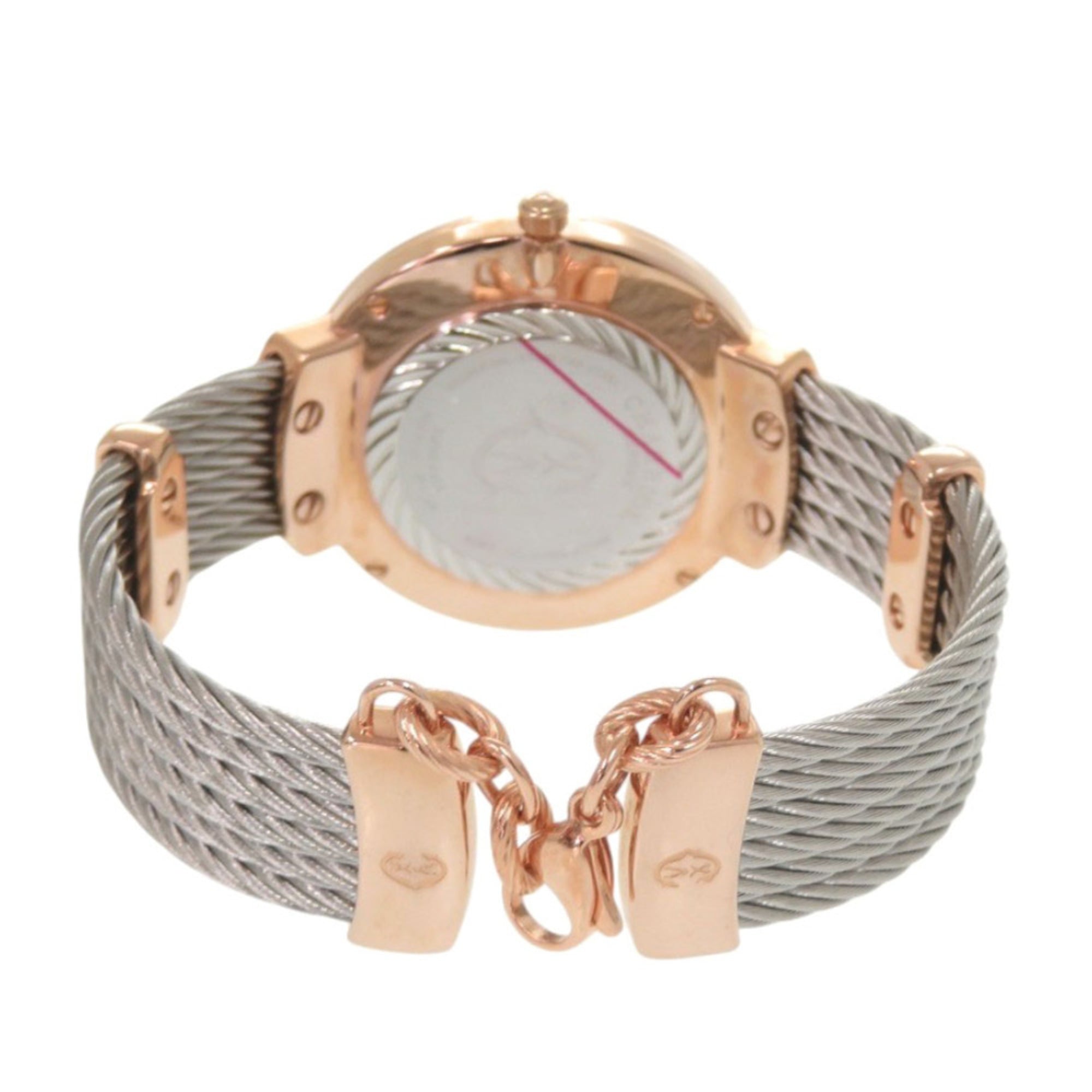 Ongebruikt Charriol Saint-Tropez roestvrijstalen polshorloge met witte kast, wijzerplaat en roségouden quartz uurwerk 0595 CHARRIOL