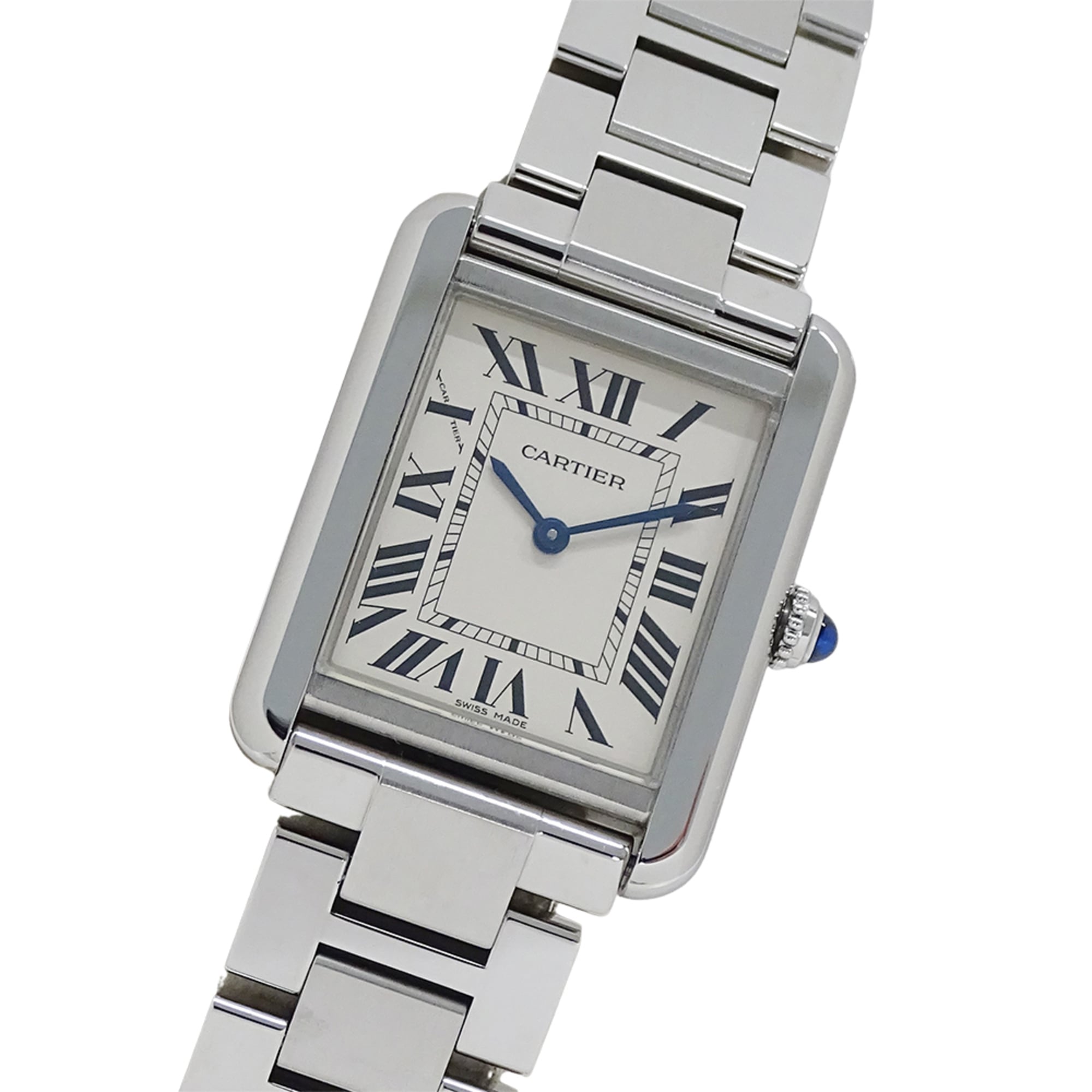 Cartier women's watch, Tank Solo SM, quartz, stainless steel (SS), W5200013, silver, square.