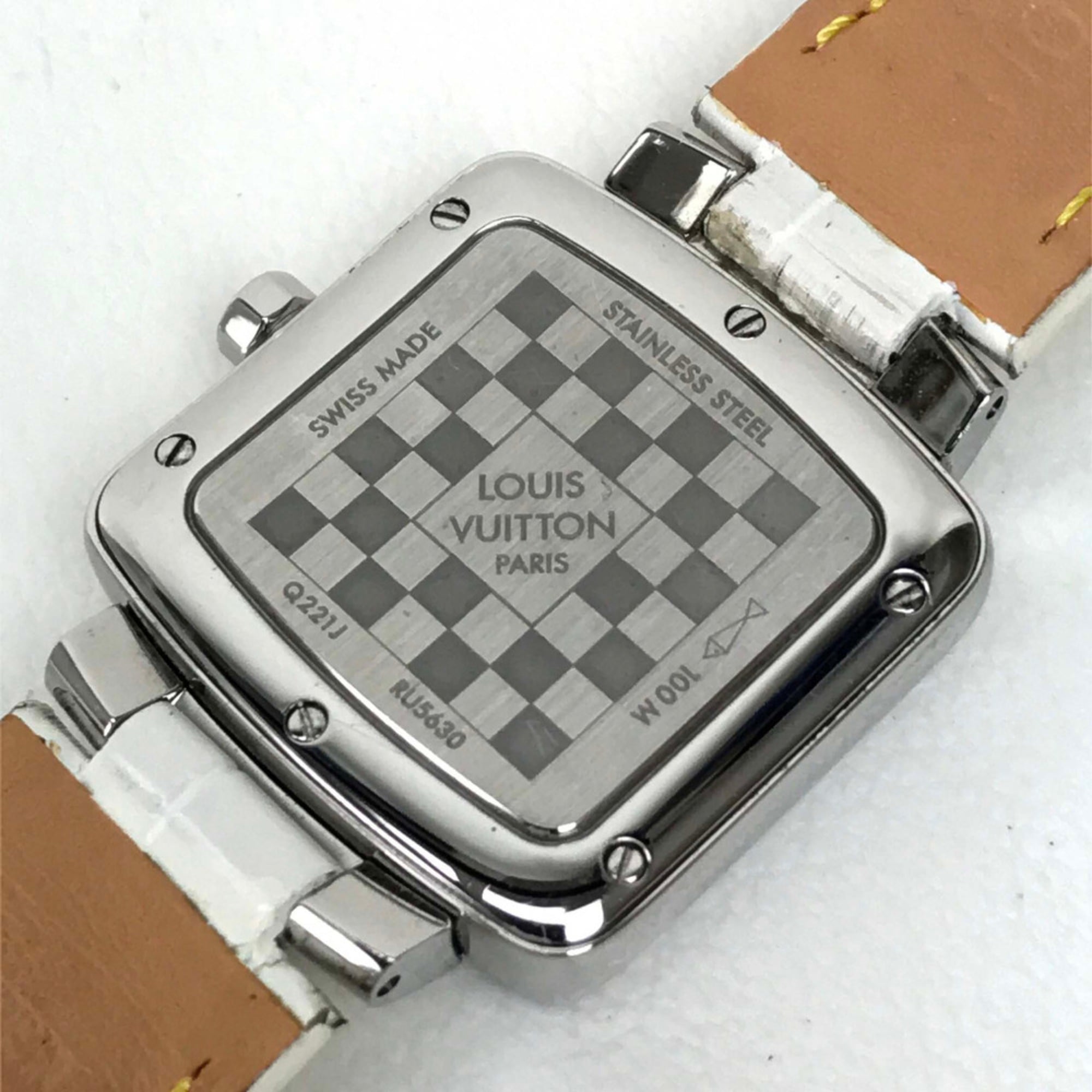Louis Vuitton Q221J Quarz-Armbanduhr, Silber-weinRot