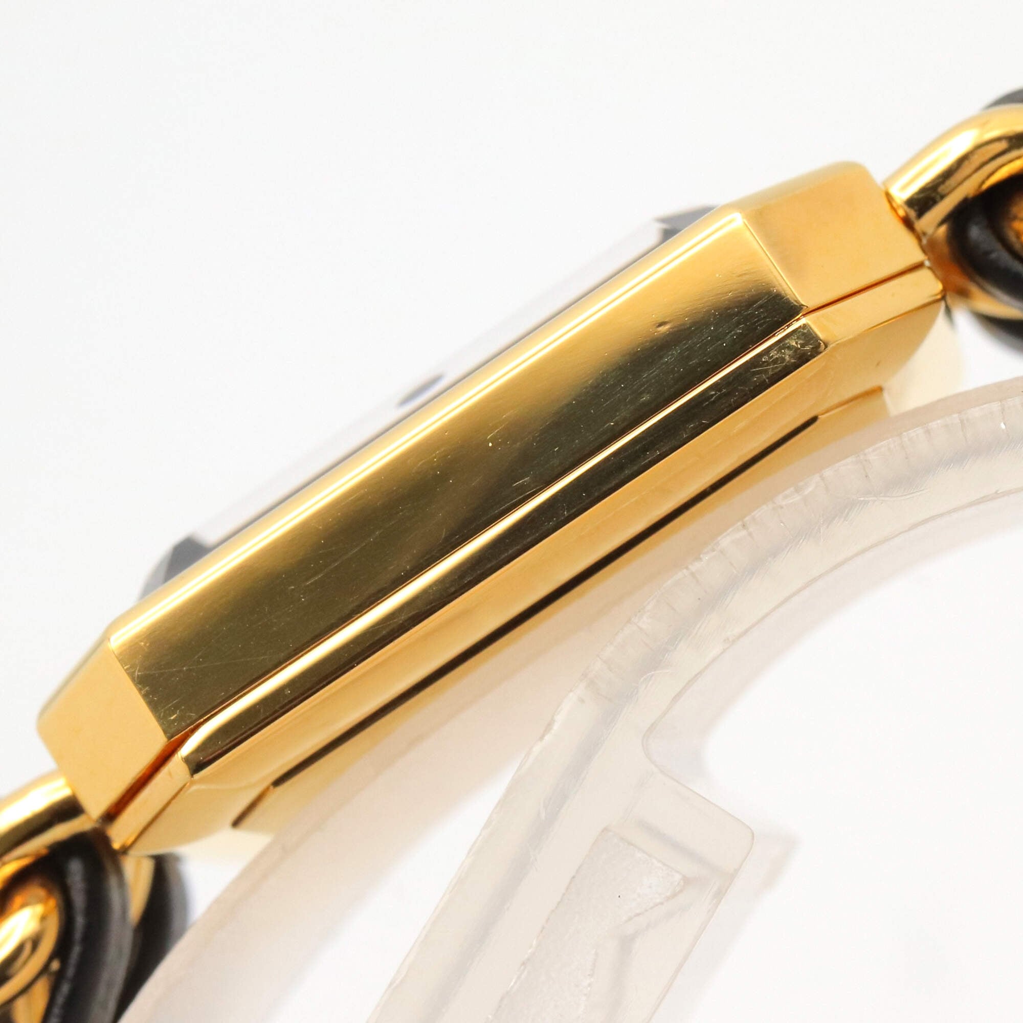 Montre Chanel CHANEL Première M, cuir plaqué or, pour femme, Noir, H0001