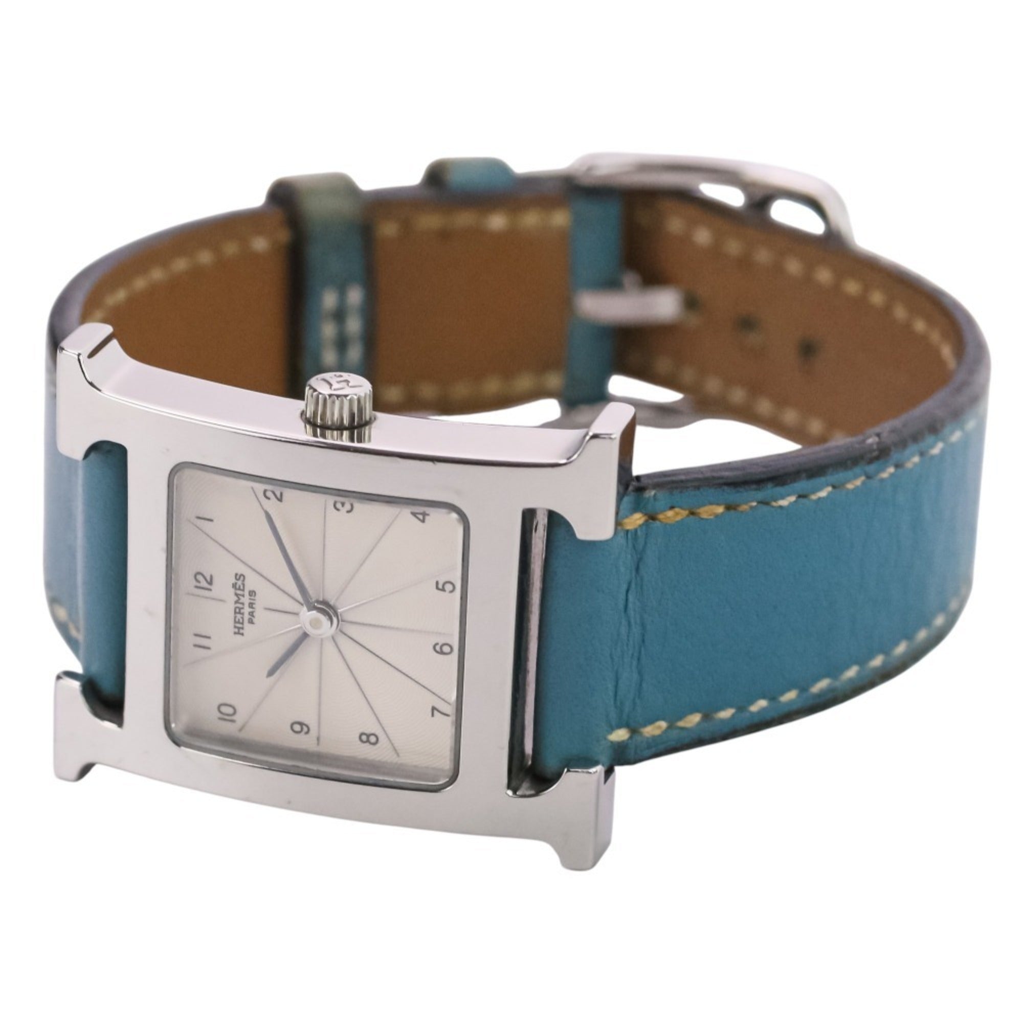 HERMES H-Watch HH1.210 White Dial Blue Silver Color Women's Watch