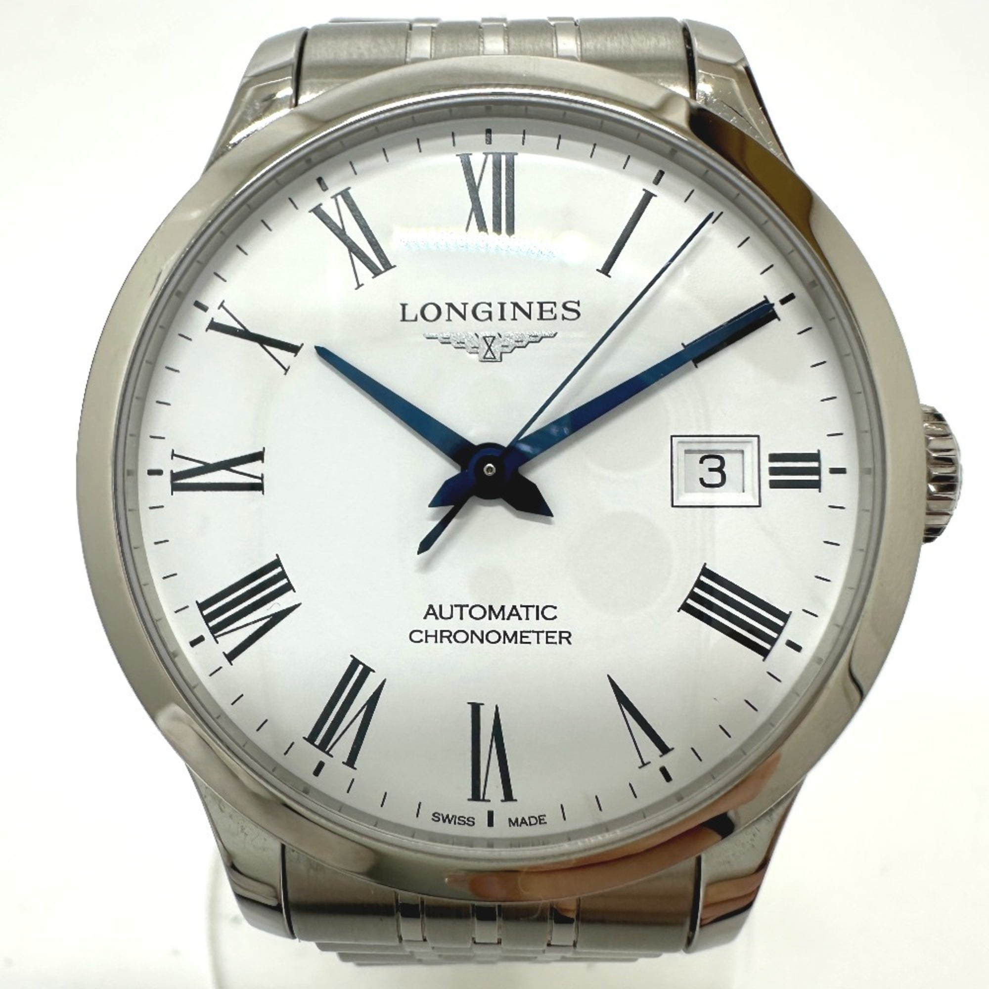 Longines Record L2.820.4.11.6 White Dial 40mm Watch