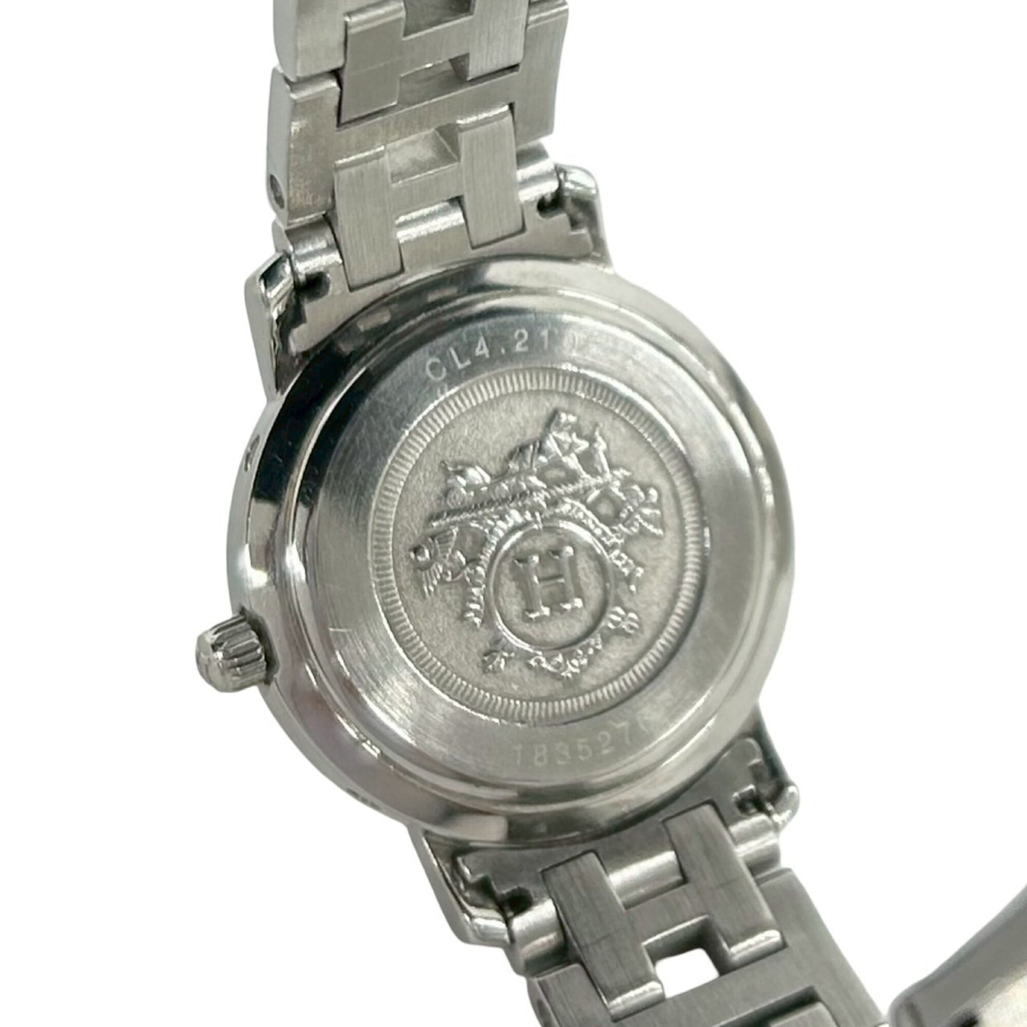 HERMES Clipper CL4.210 Stainless Steel Quartz Wrist Silver 32533